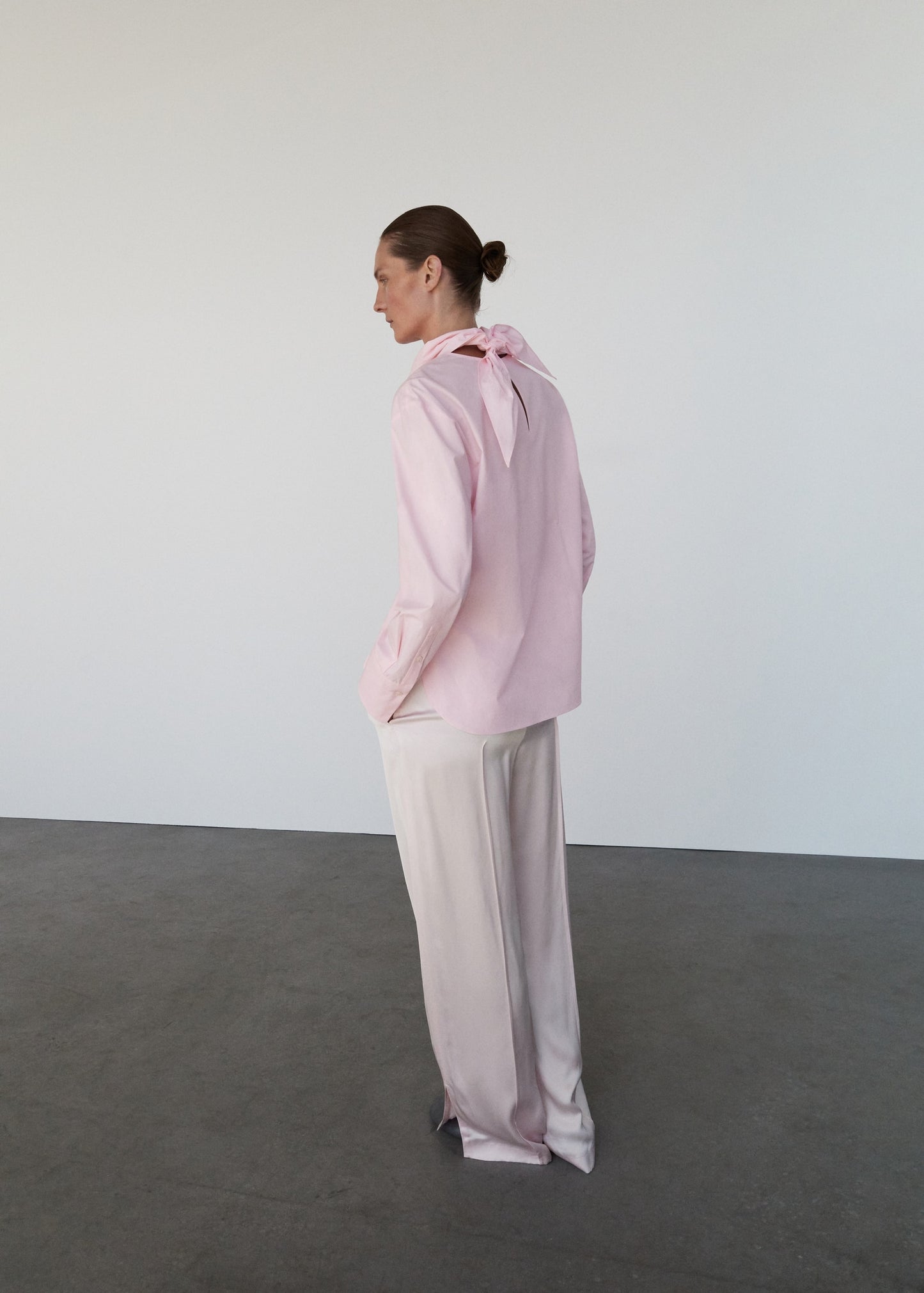 Satin trousers with side openings