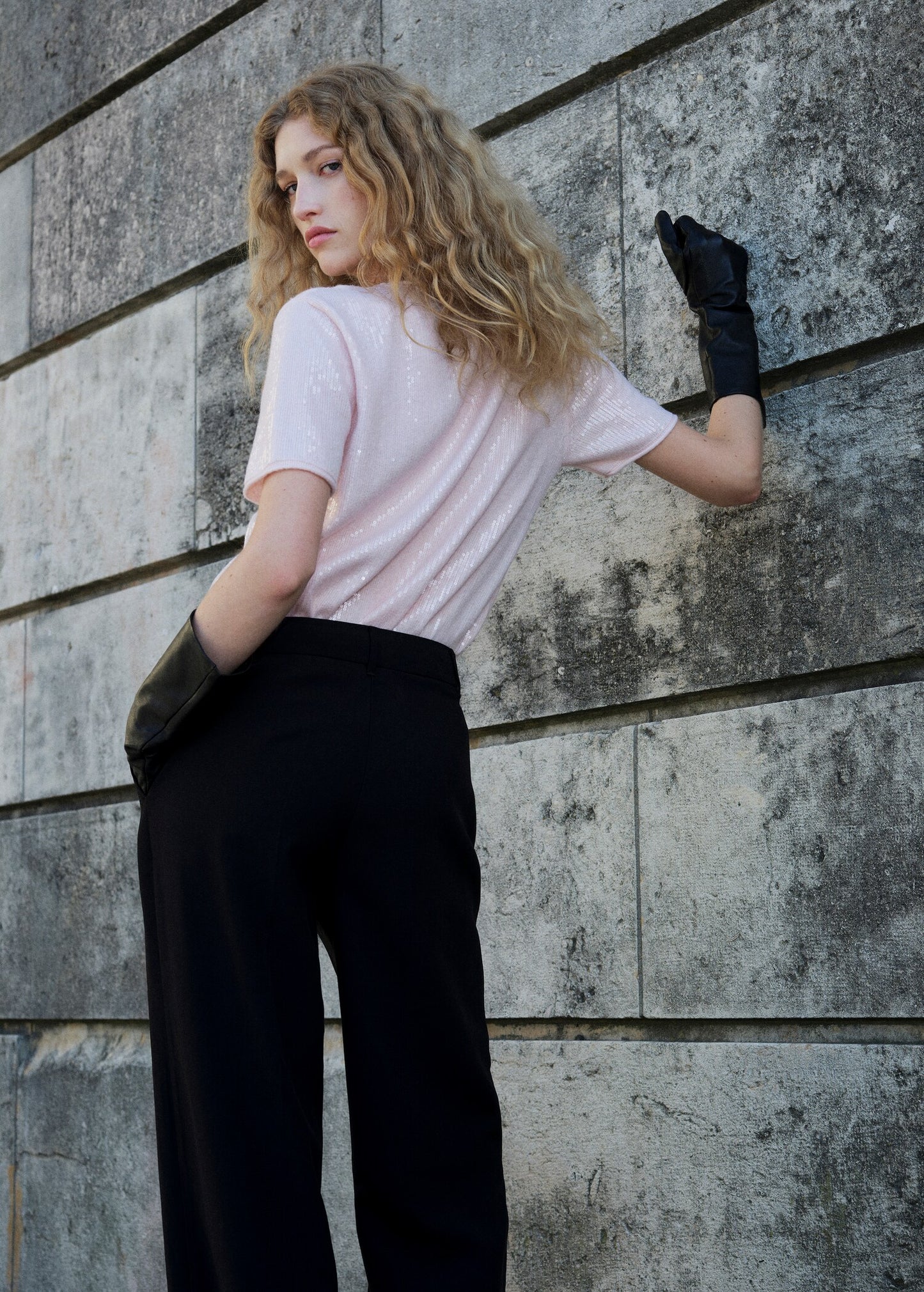 Short-sleeved sequin sweater