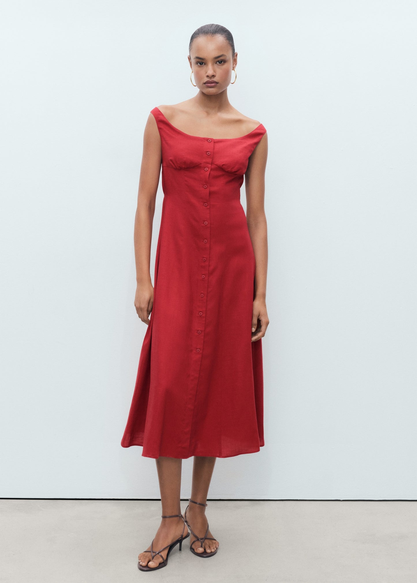 Buttoned midi dress