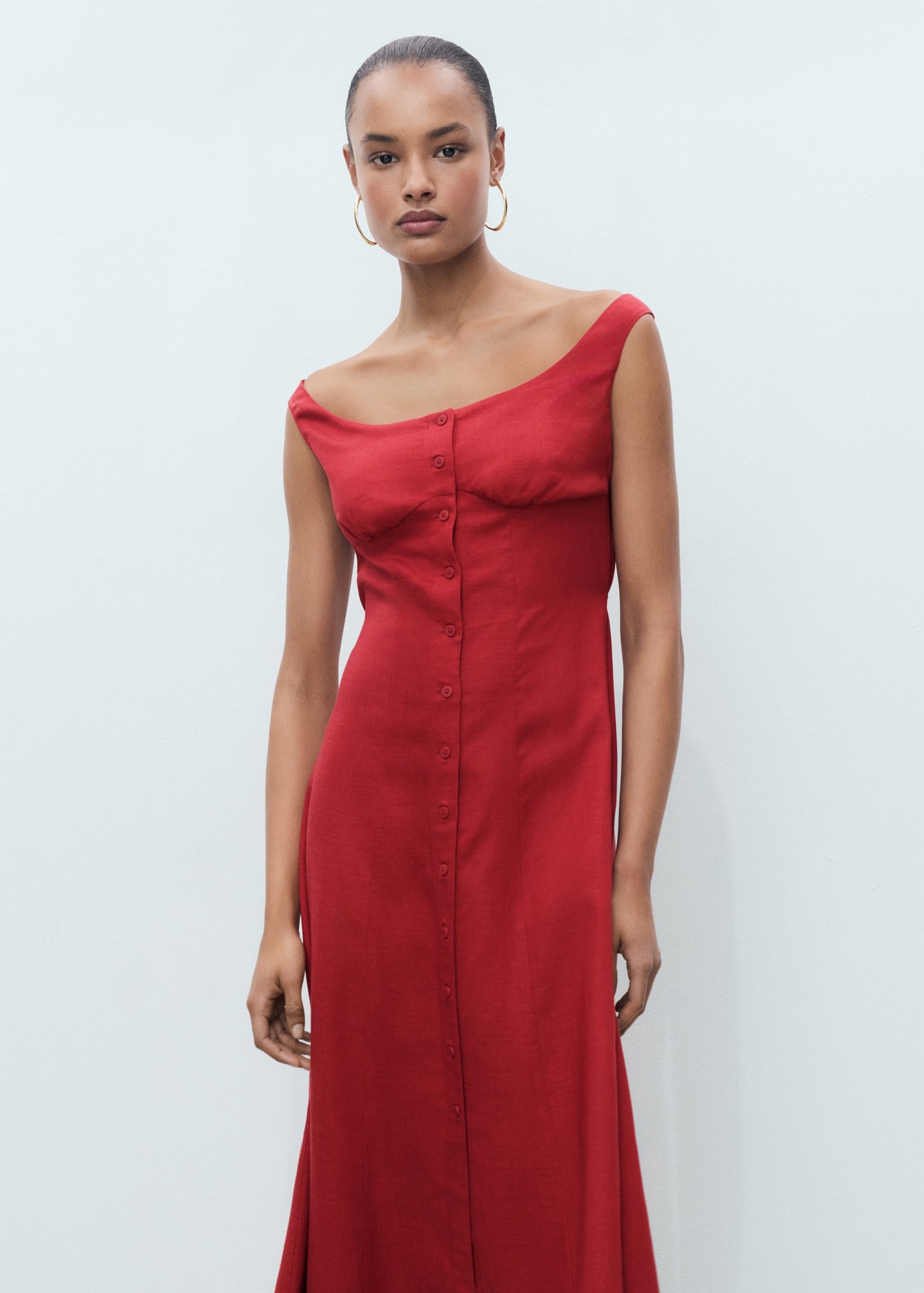 Buttoned midi dress