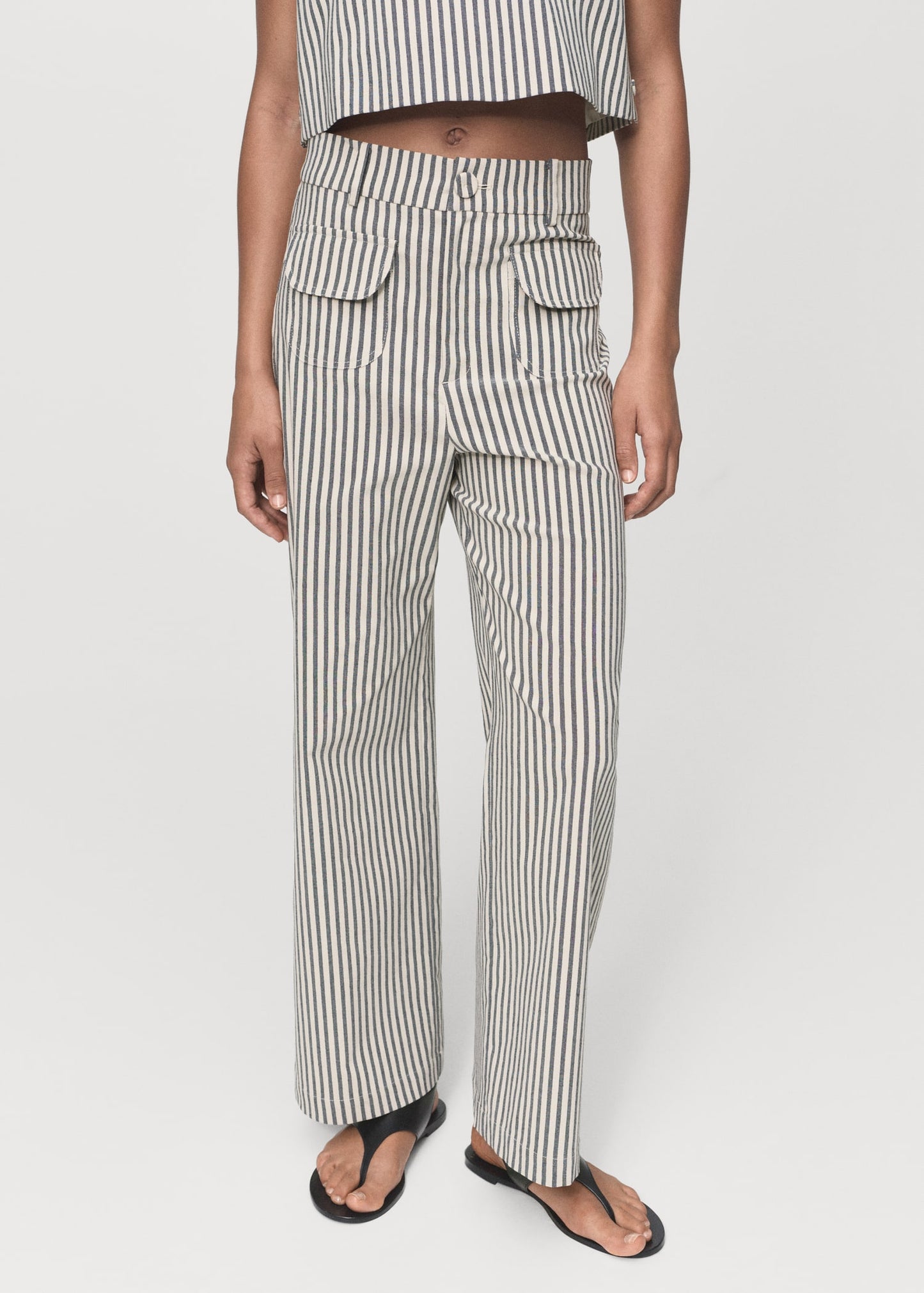 Striped trousers with pockets