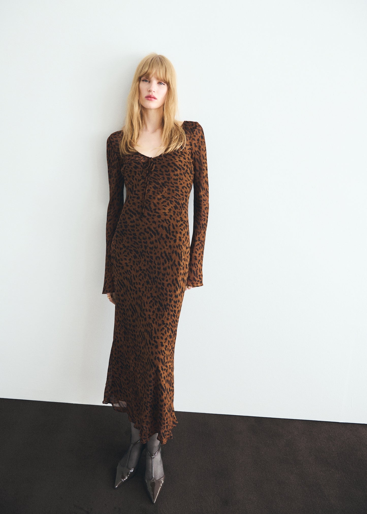 Long sleeve leopard dress
