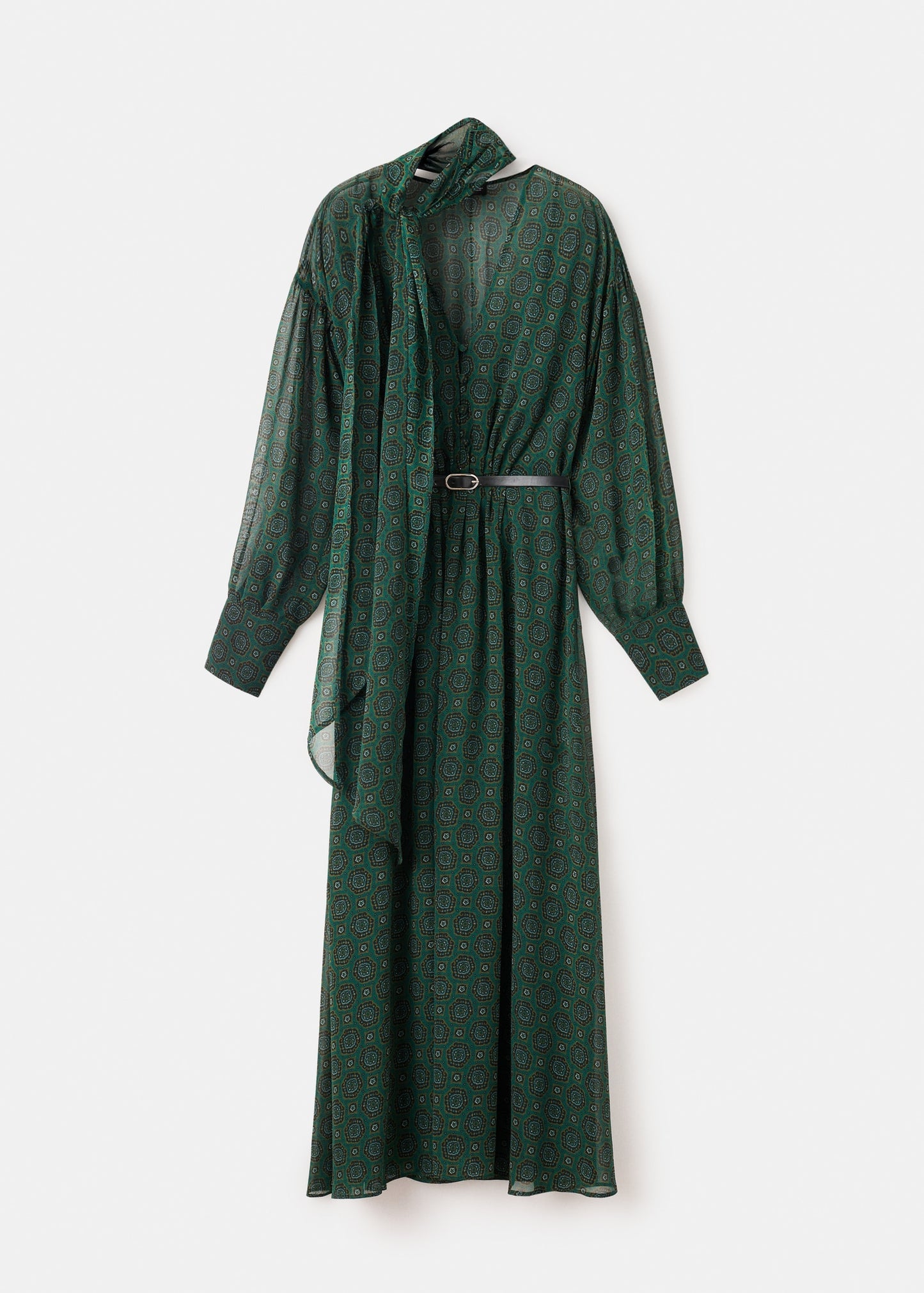 Printed dress with foulard