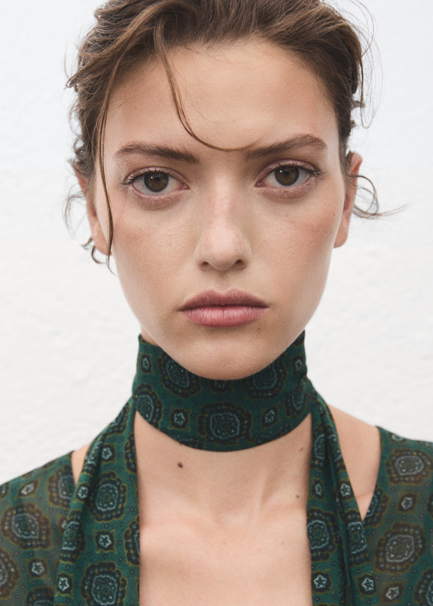 Printed dress with foulard