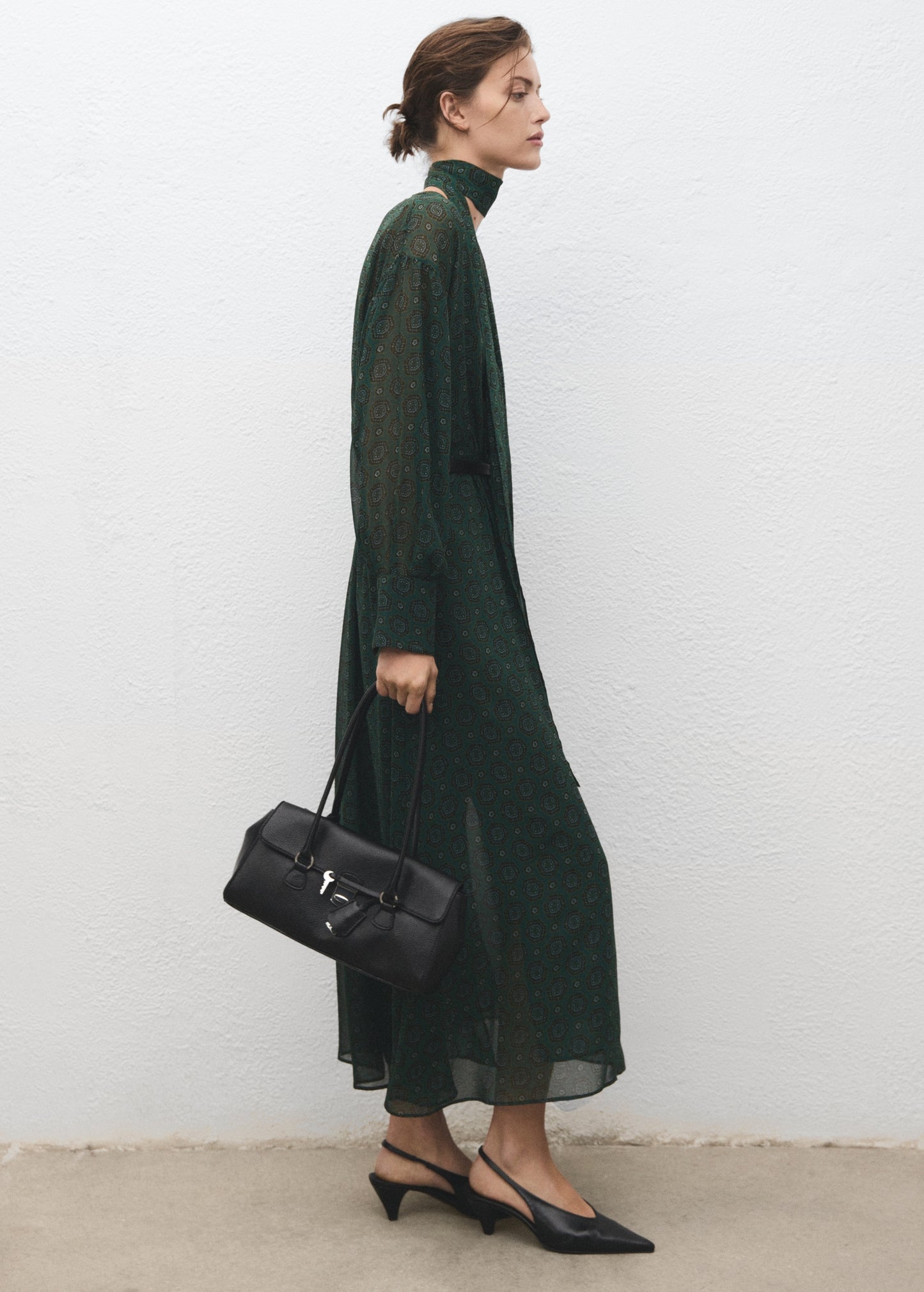 Printed dress with foulard