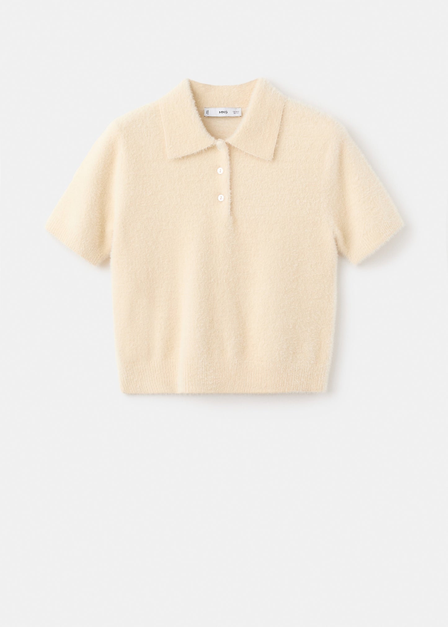 Faux fur effect polo collar jumper