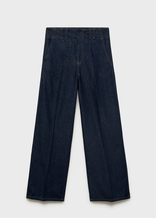 Wide-leg denim trousers with belt loops