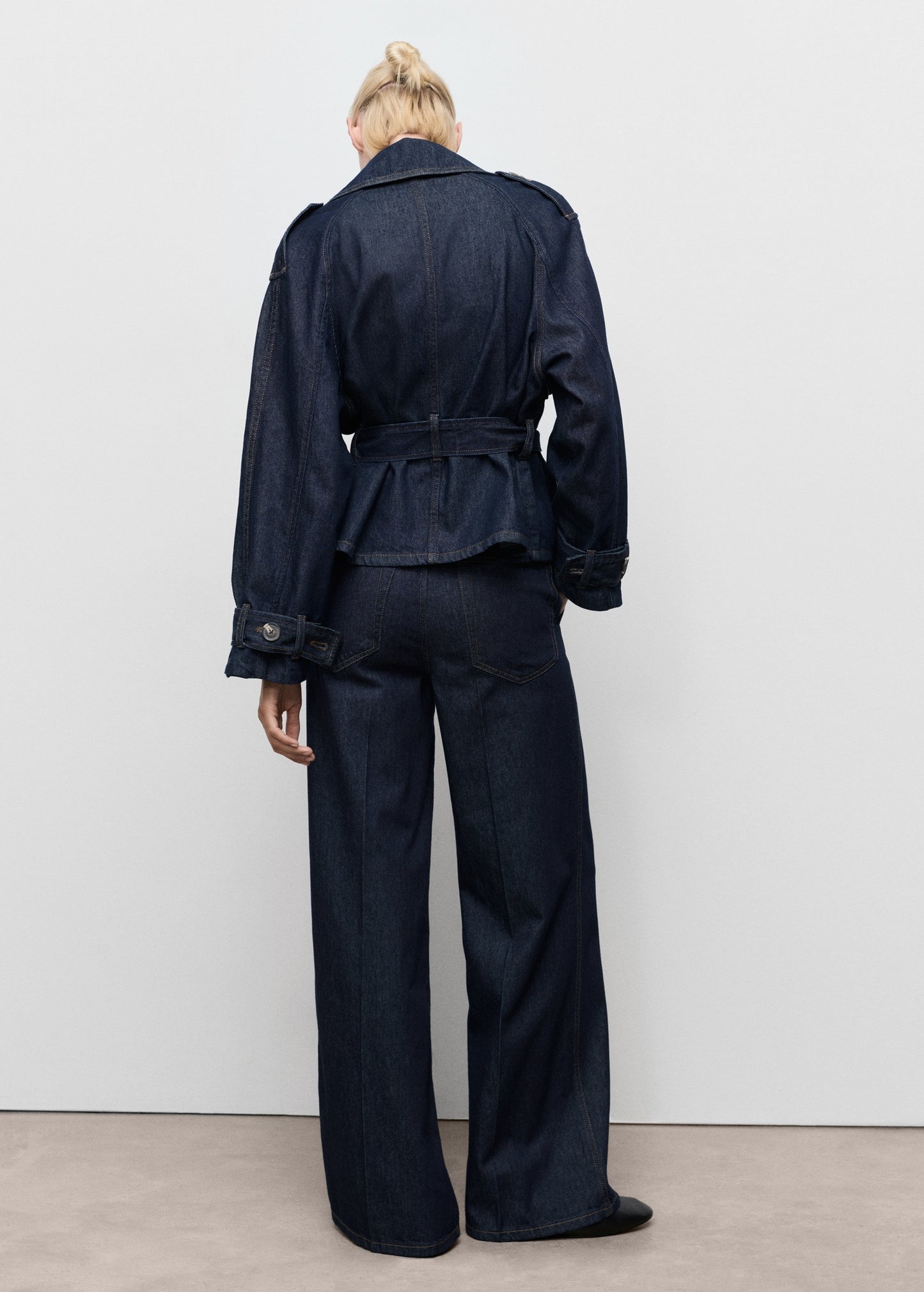 Wide-leg denim trousers with belt loops