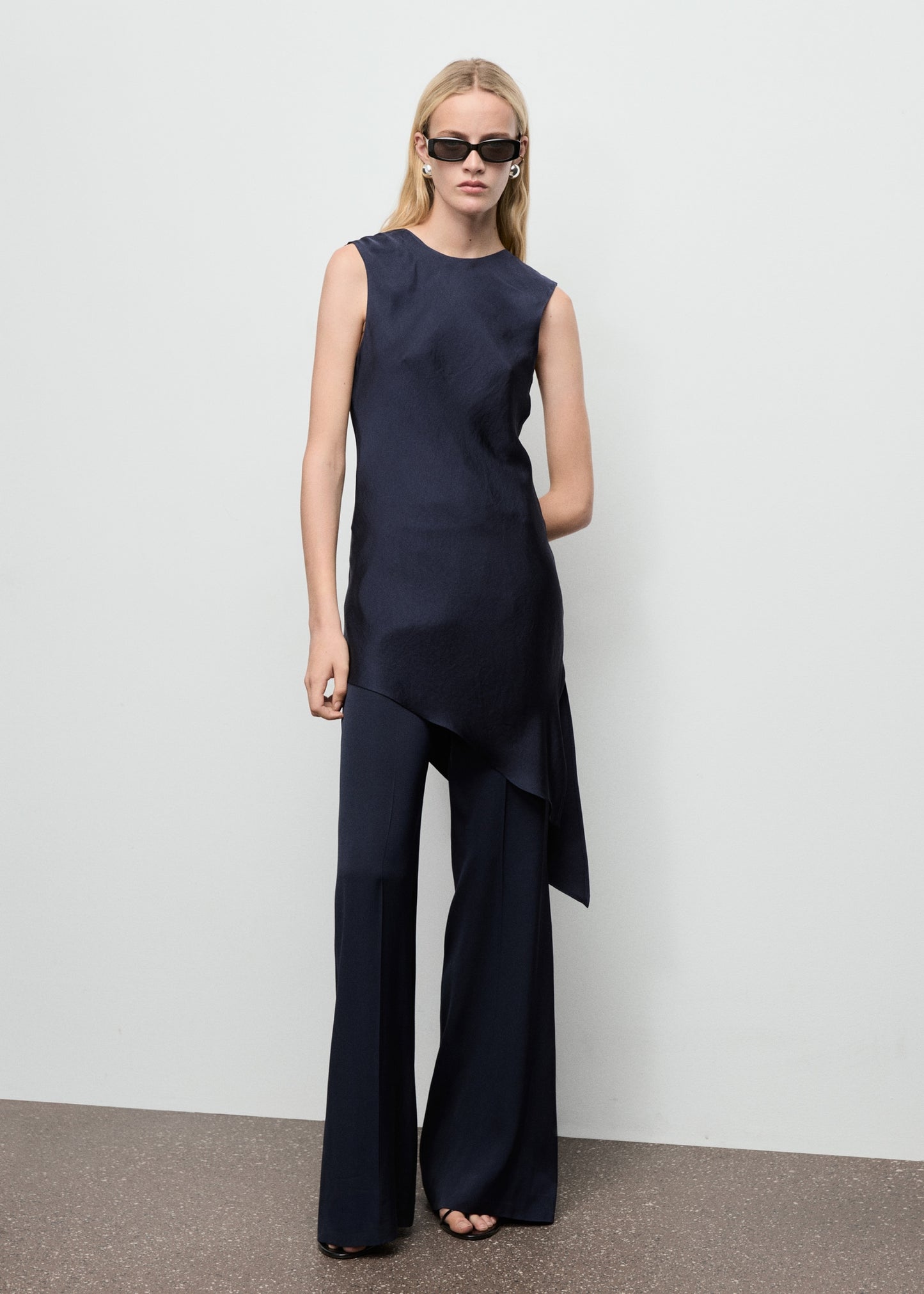 Asymmetrical satin top