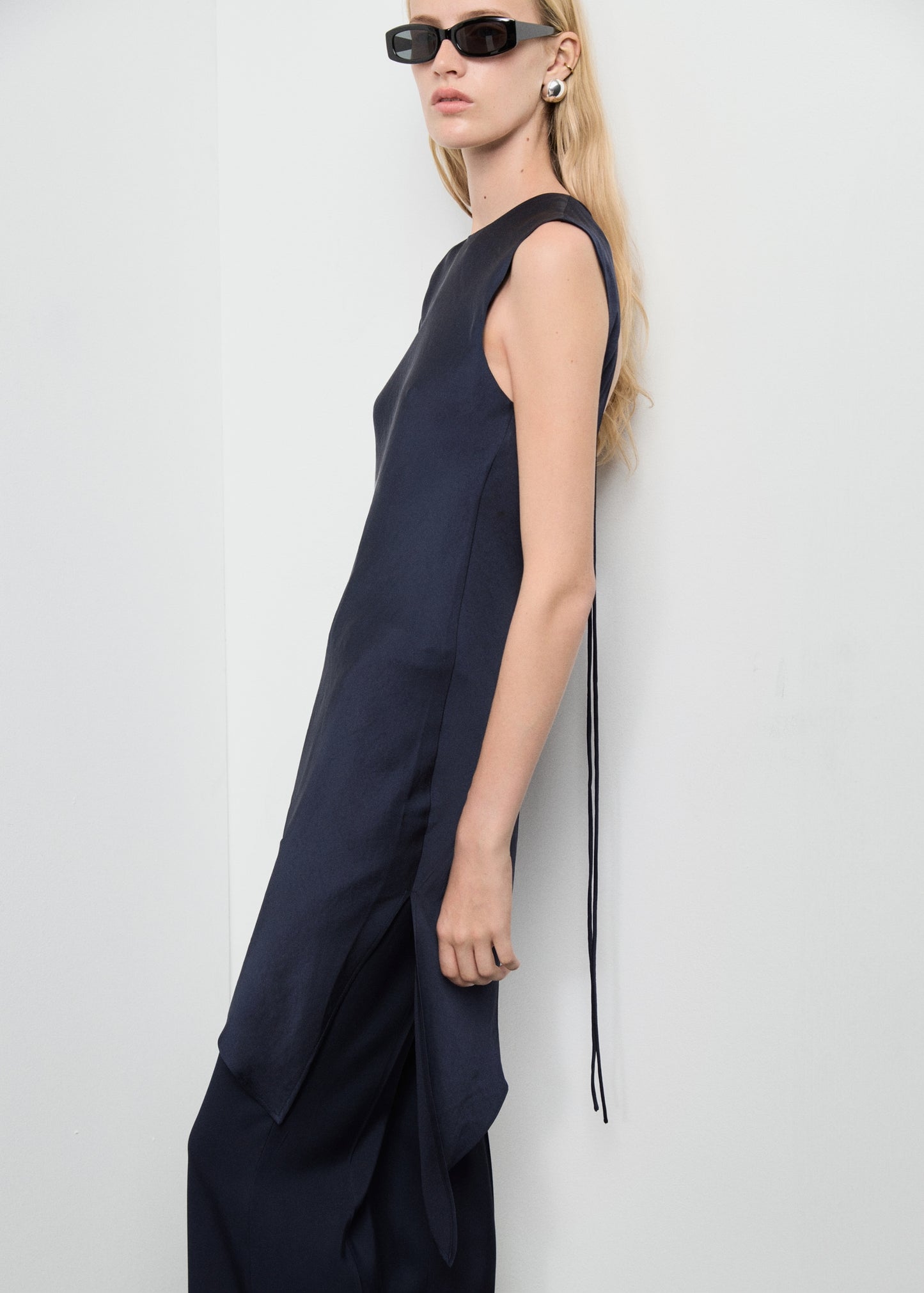 Asymmetrical satin top