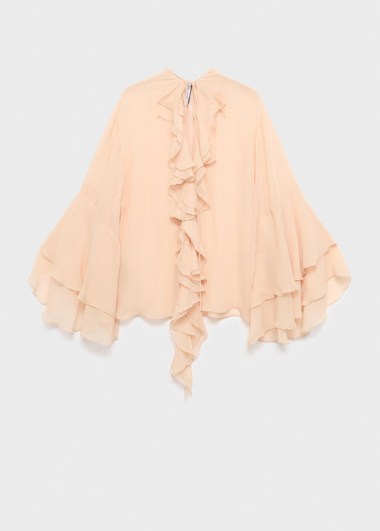Ruffled blouse with flared sleeves