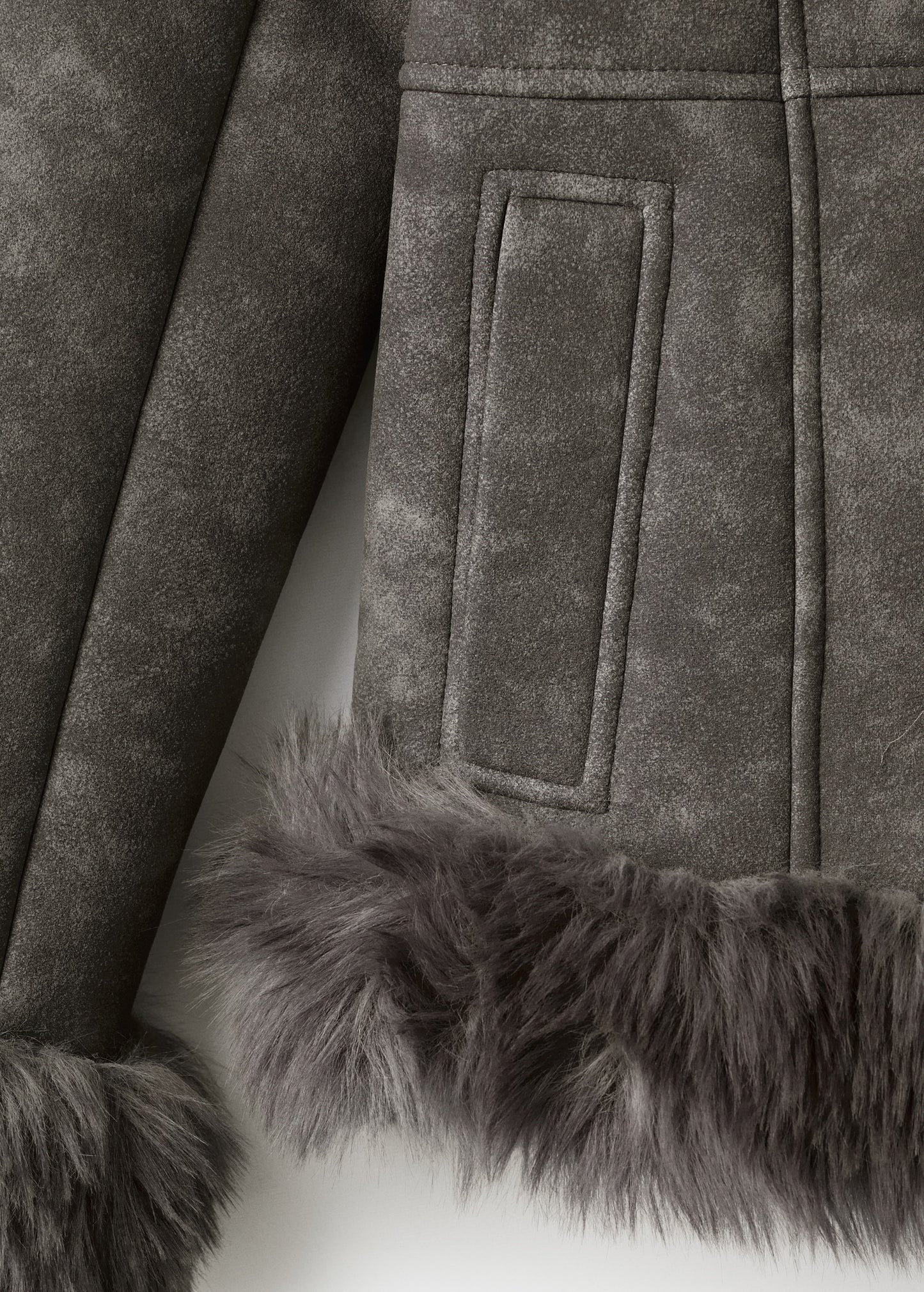 Suede-effect faux fur jacket