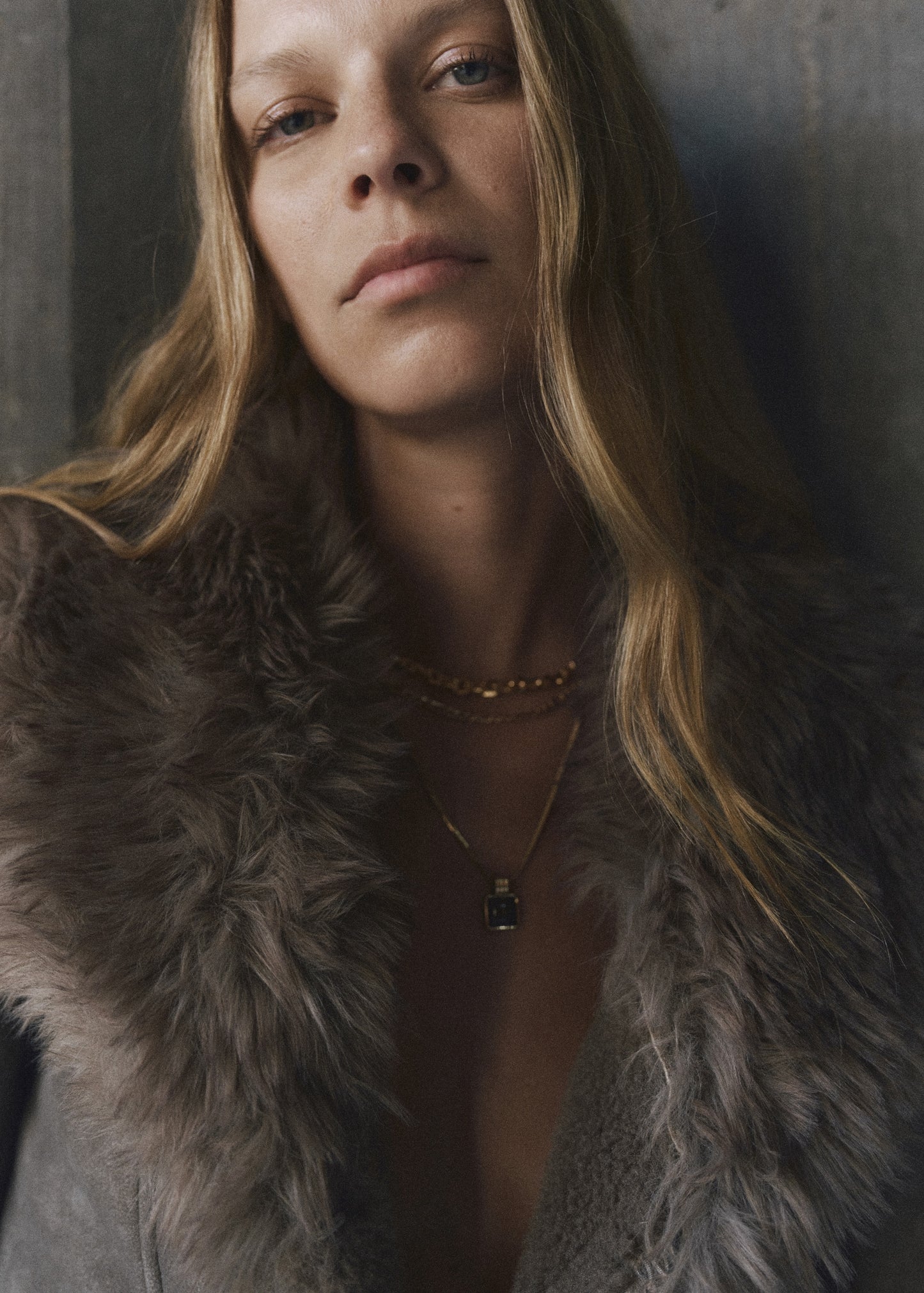 Suede-effect faux fur jacket