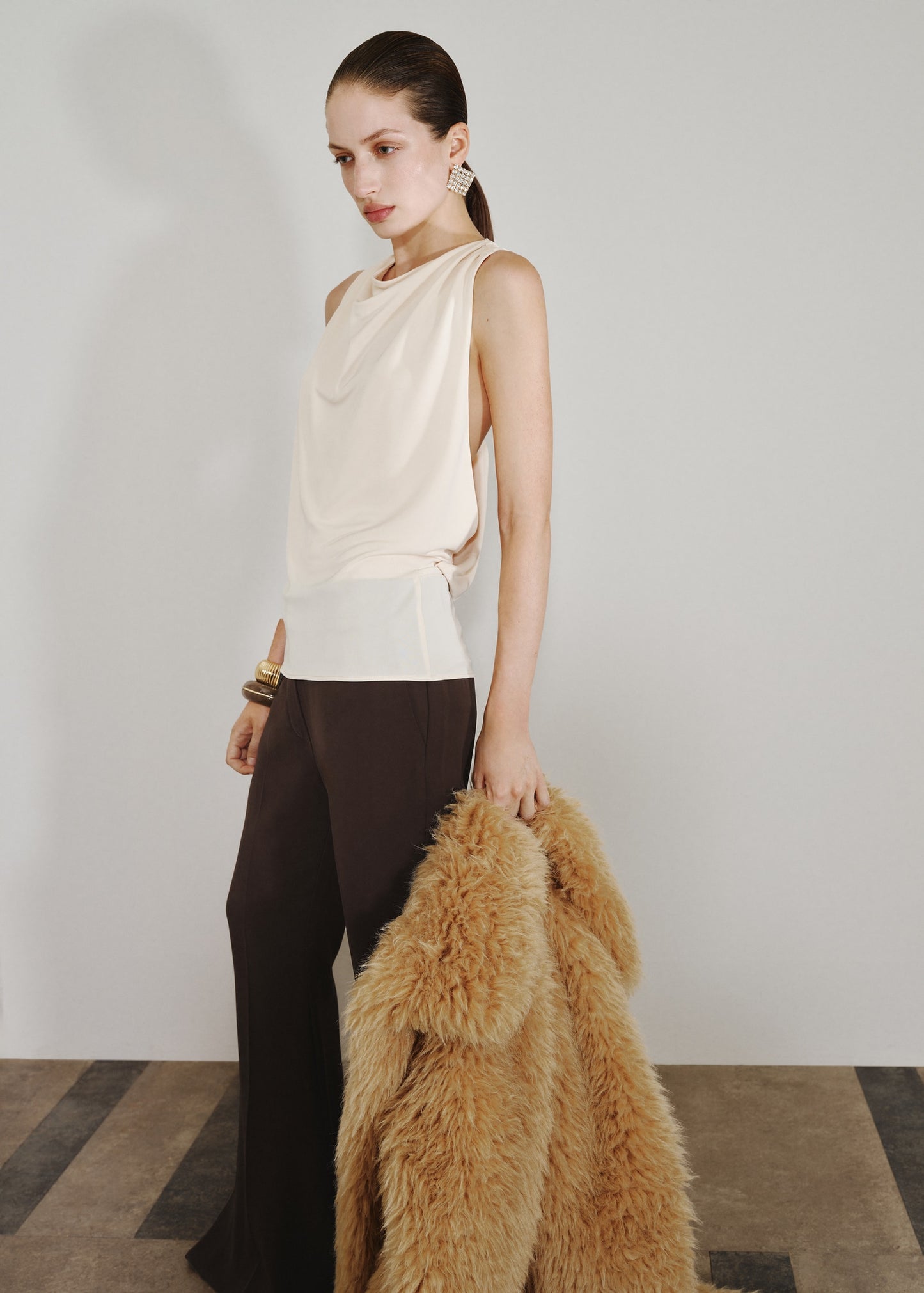 Draped top with metallic detail