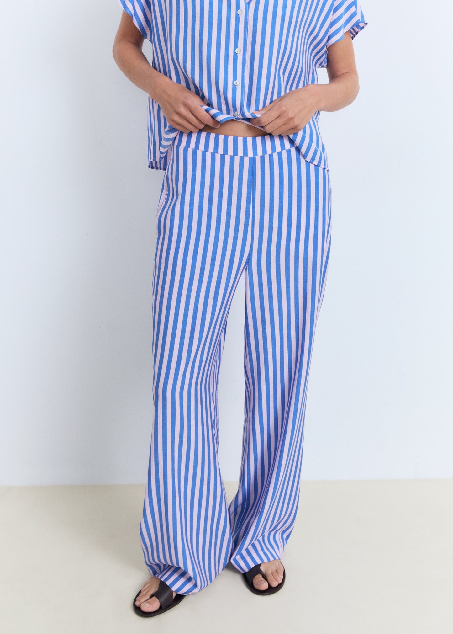 Stripe-print straight trousers