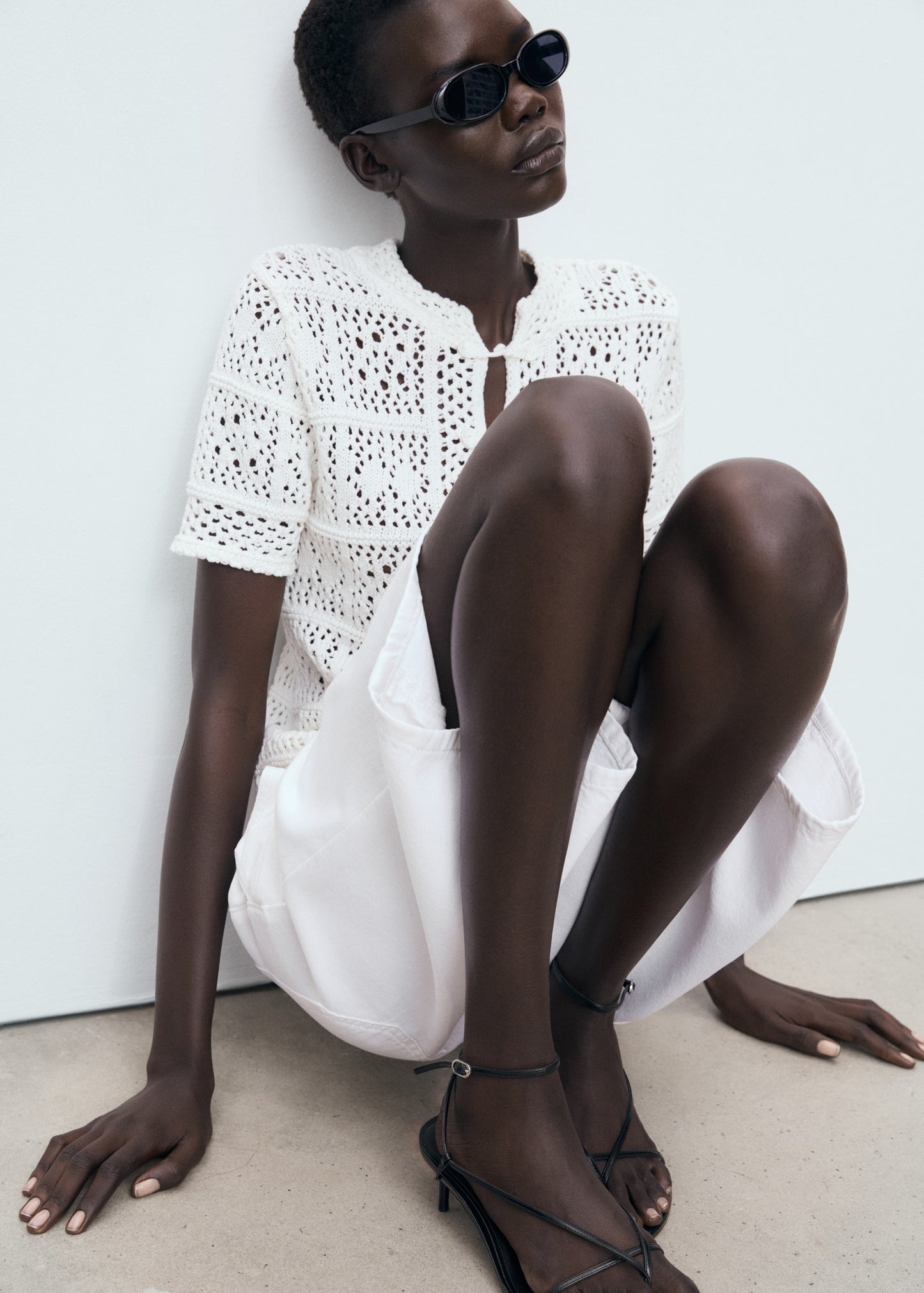 Short-sleeved crochet cardigan