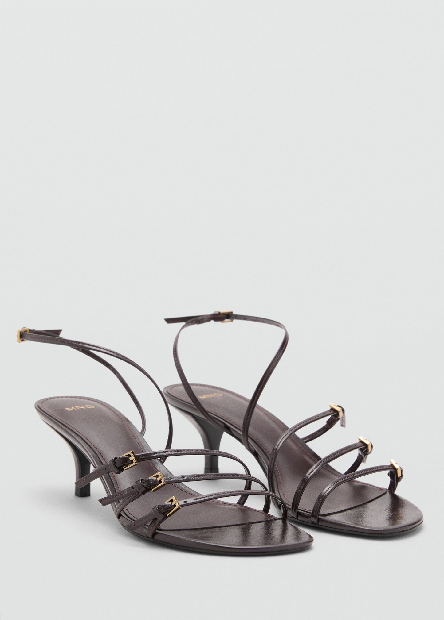 Kitten-heel sandals with buckle