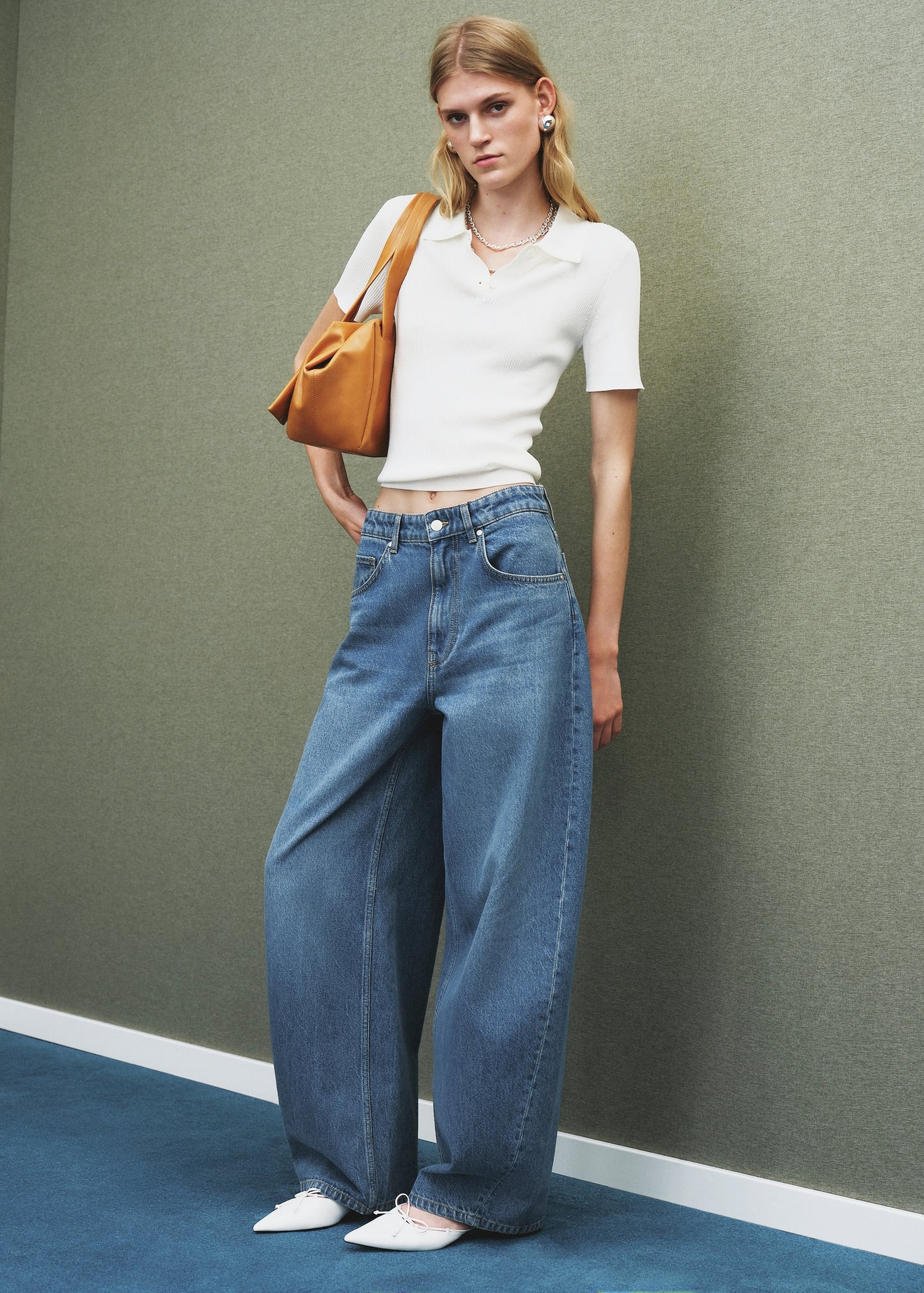 Mid-rise balloon jeans