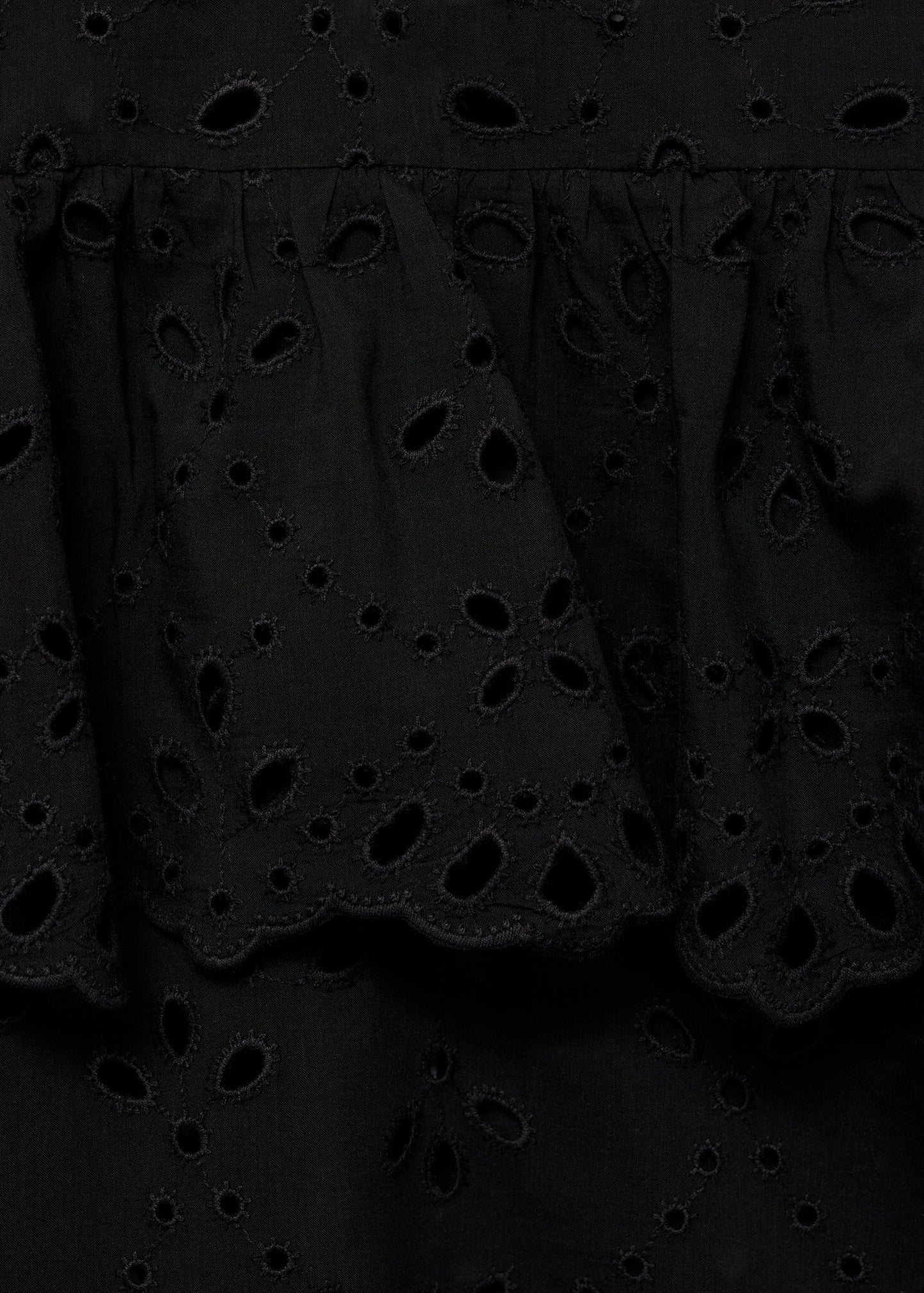 Blouse with embroidered eyelet ruffles