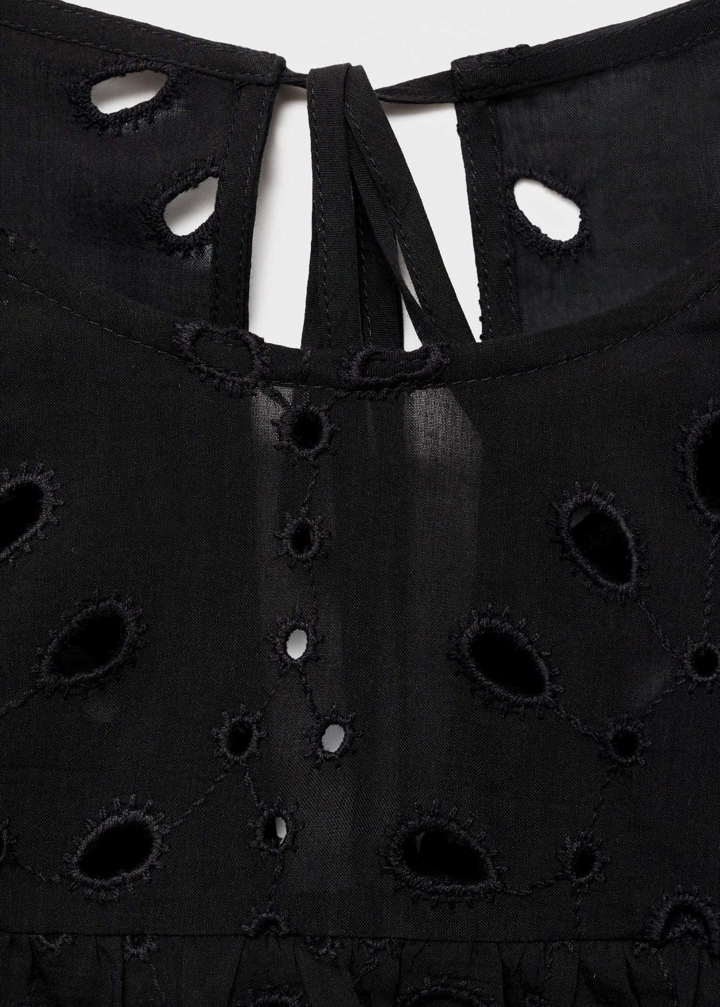 Blouse with embroidered eyelet ruffles