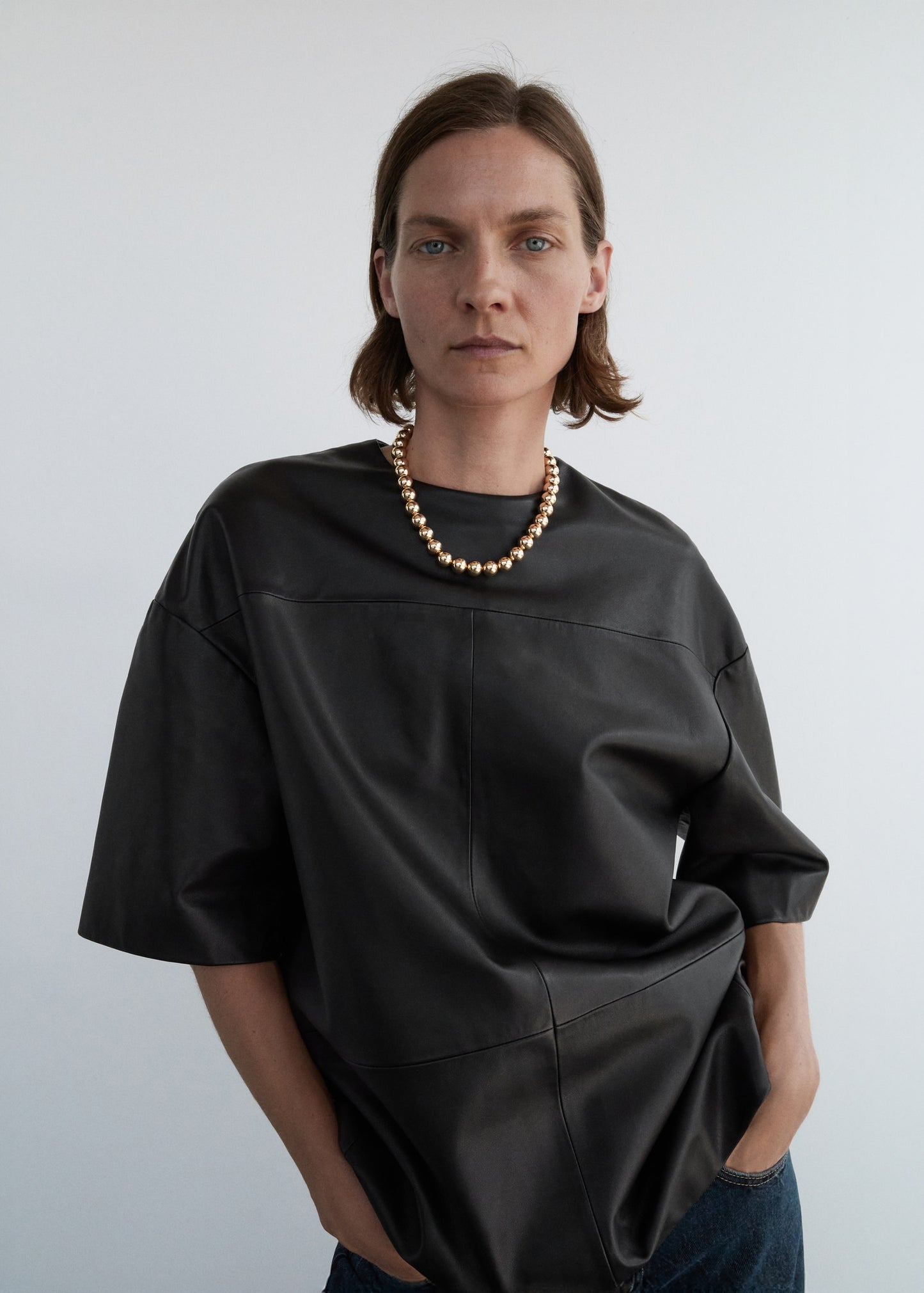 100% leather oversized t-shirt