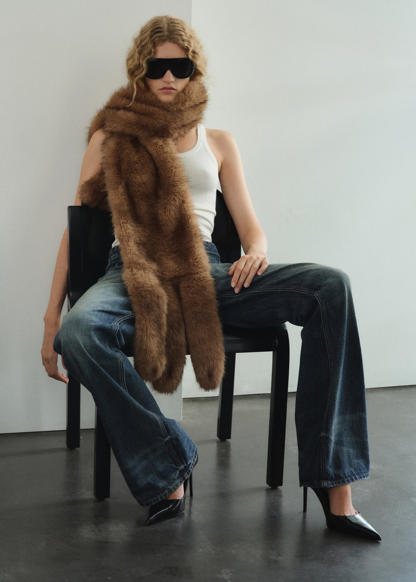 Long faux fur scarf