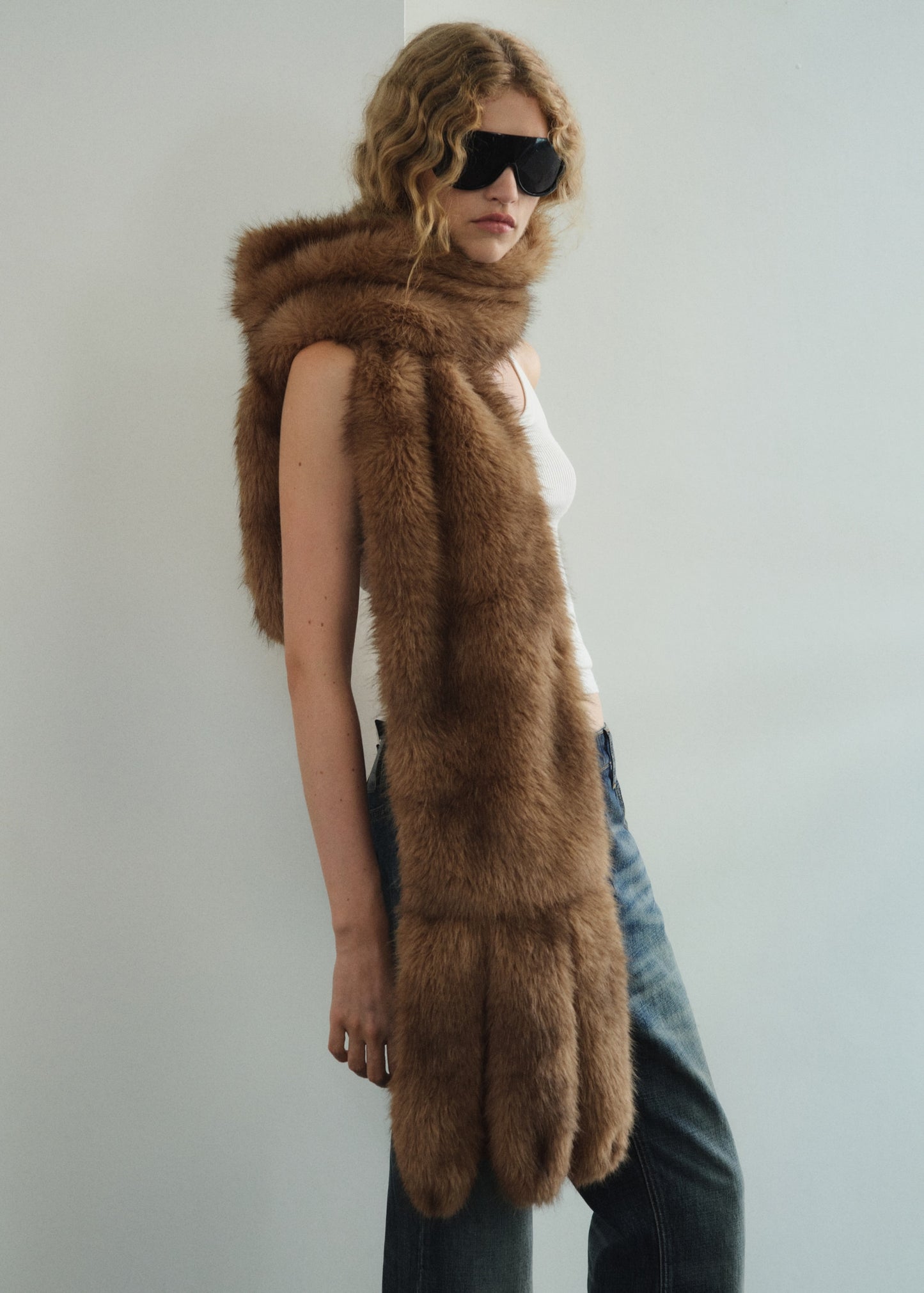 Long faux fur scarf