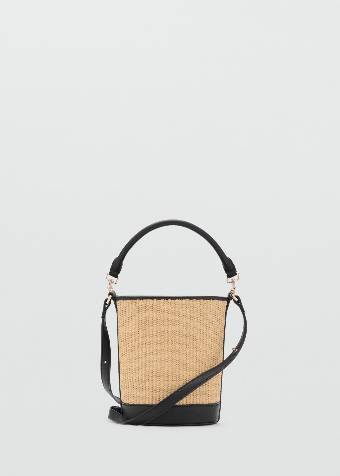 Small raffia-effect bucket bag