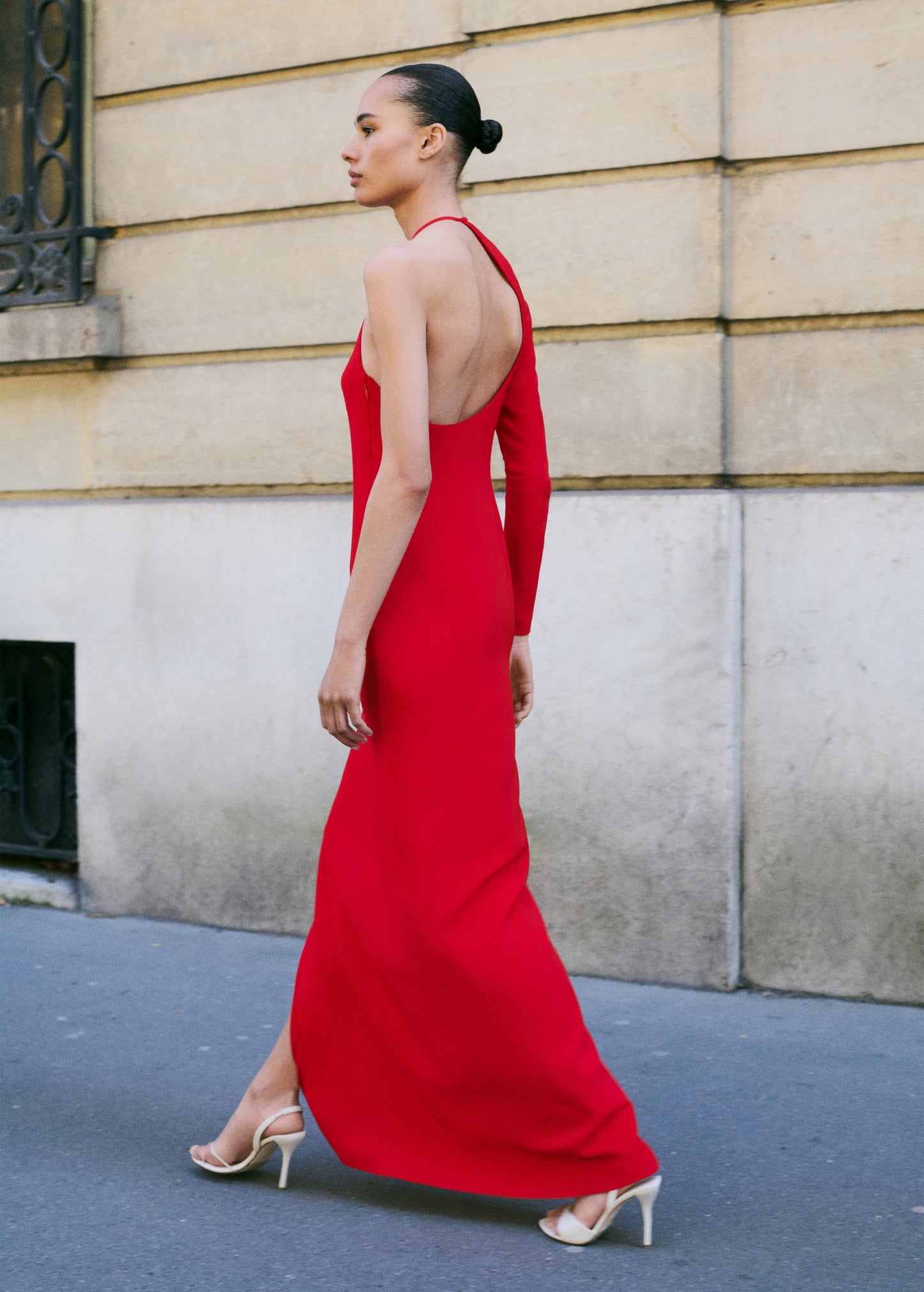 Asymmetrical open-back dress