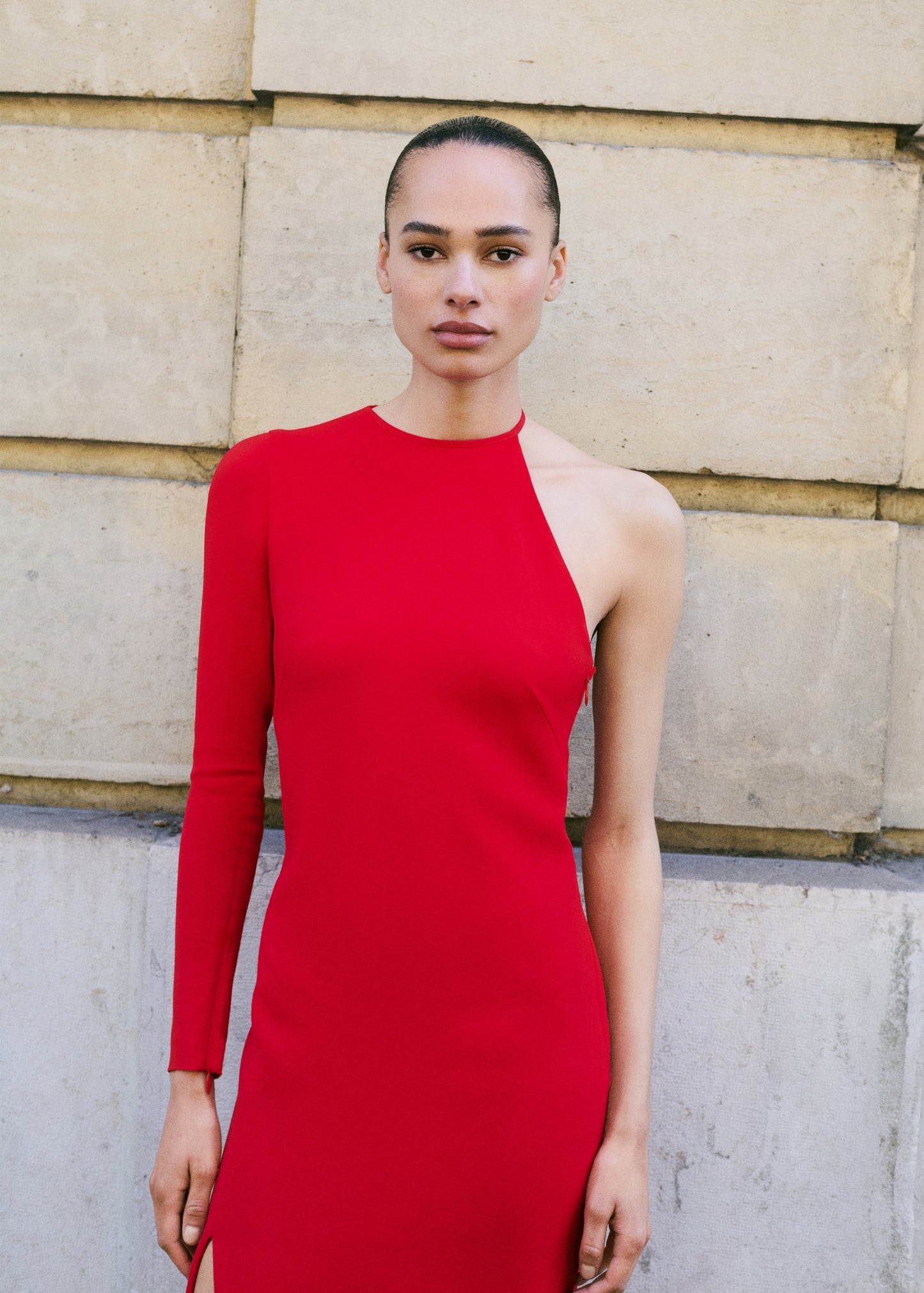Asymmetrical open-back dress