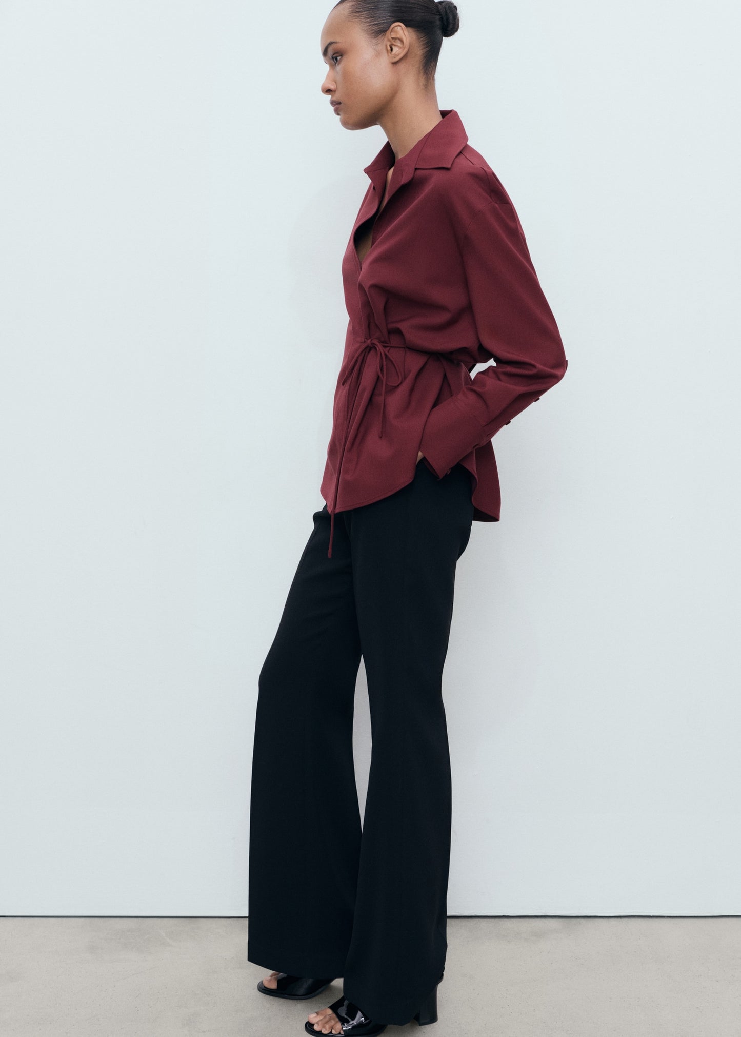 Wrap shirt with bow