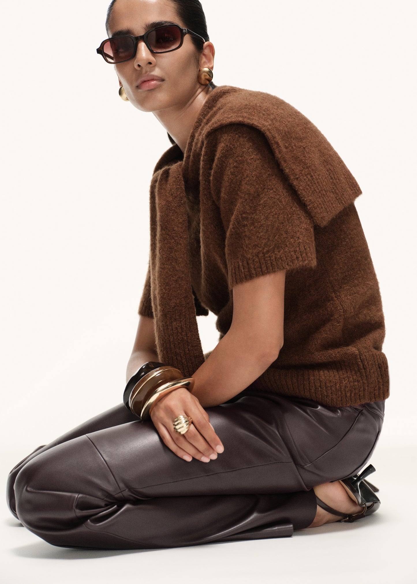 Leather-effect skinny trousers