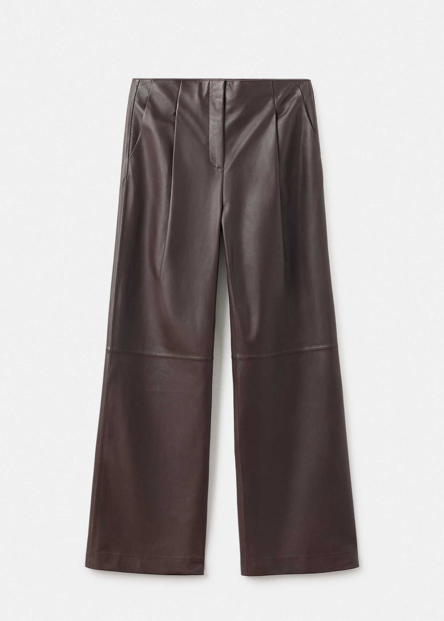 100% leather straight-leg trousers