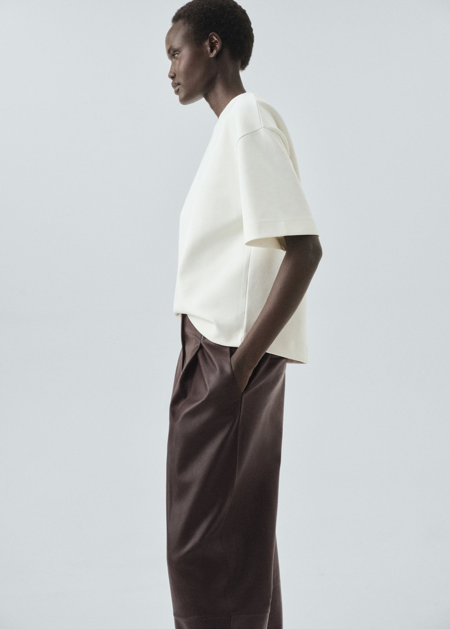 100% leather straight-leg trousers