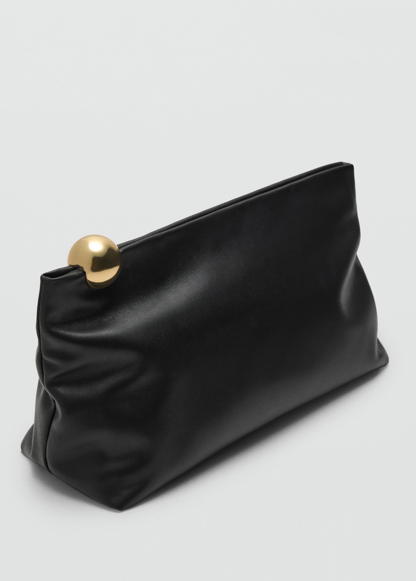 Leather clutch bag with metallic detail