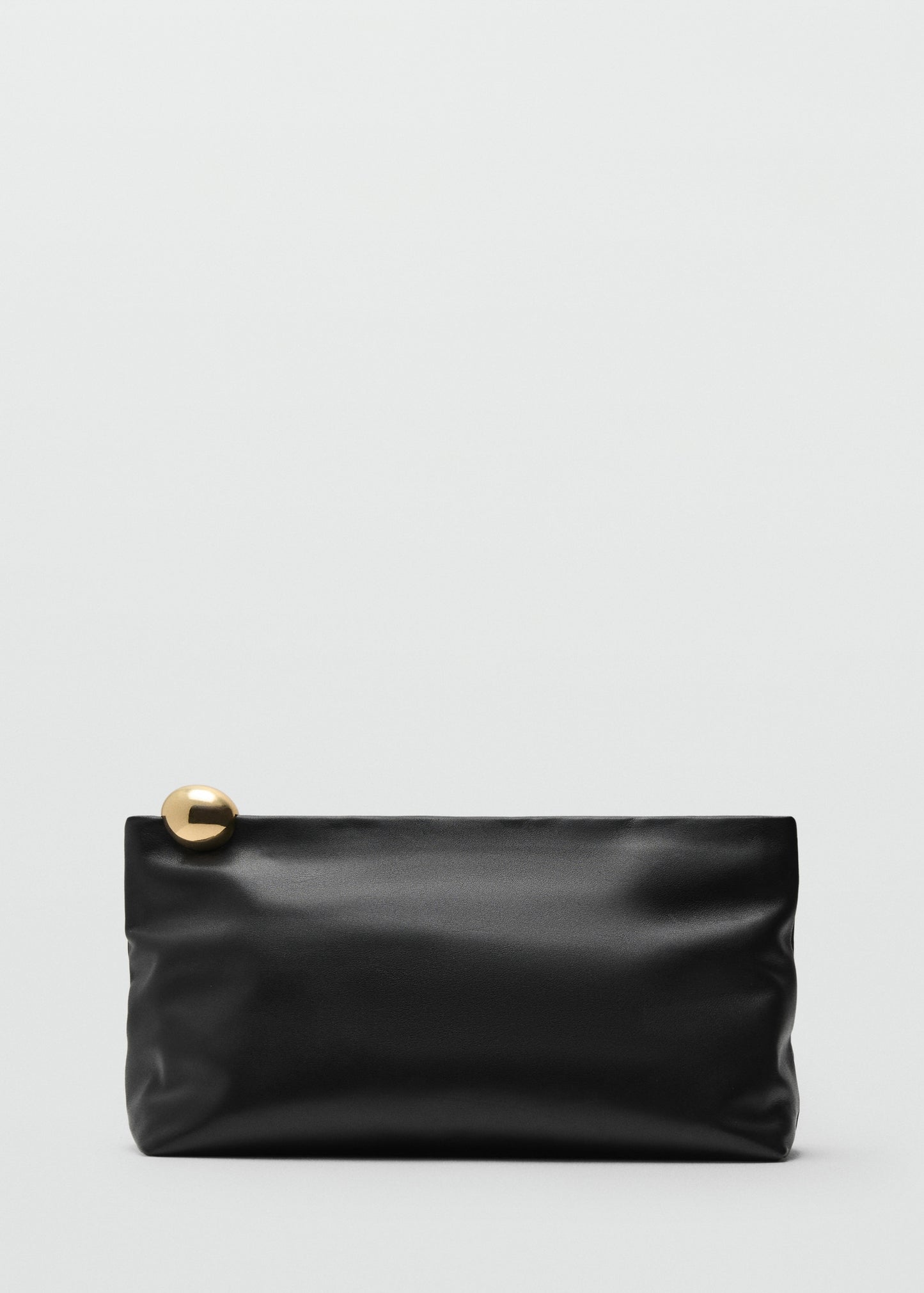 Leather clutch bag with metallic detail
