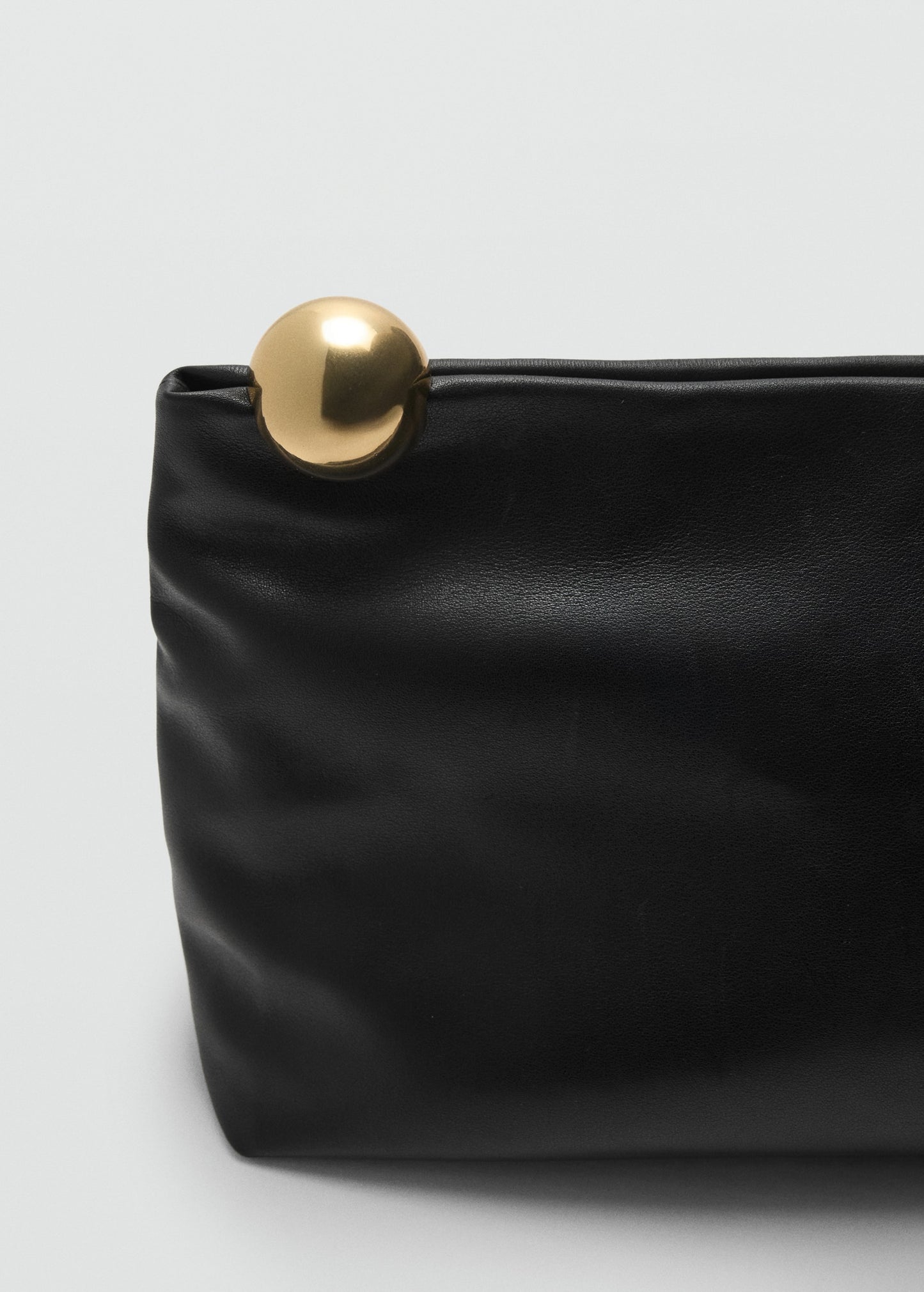 Leather clutch bag with metallic detail