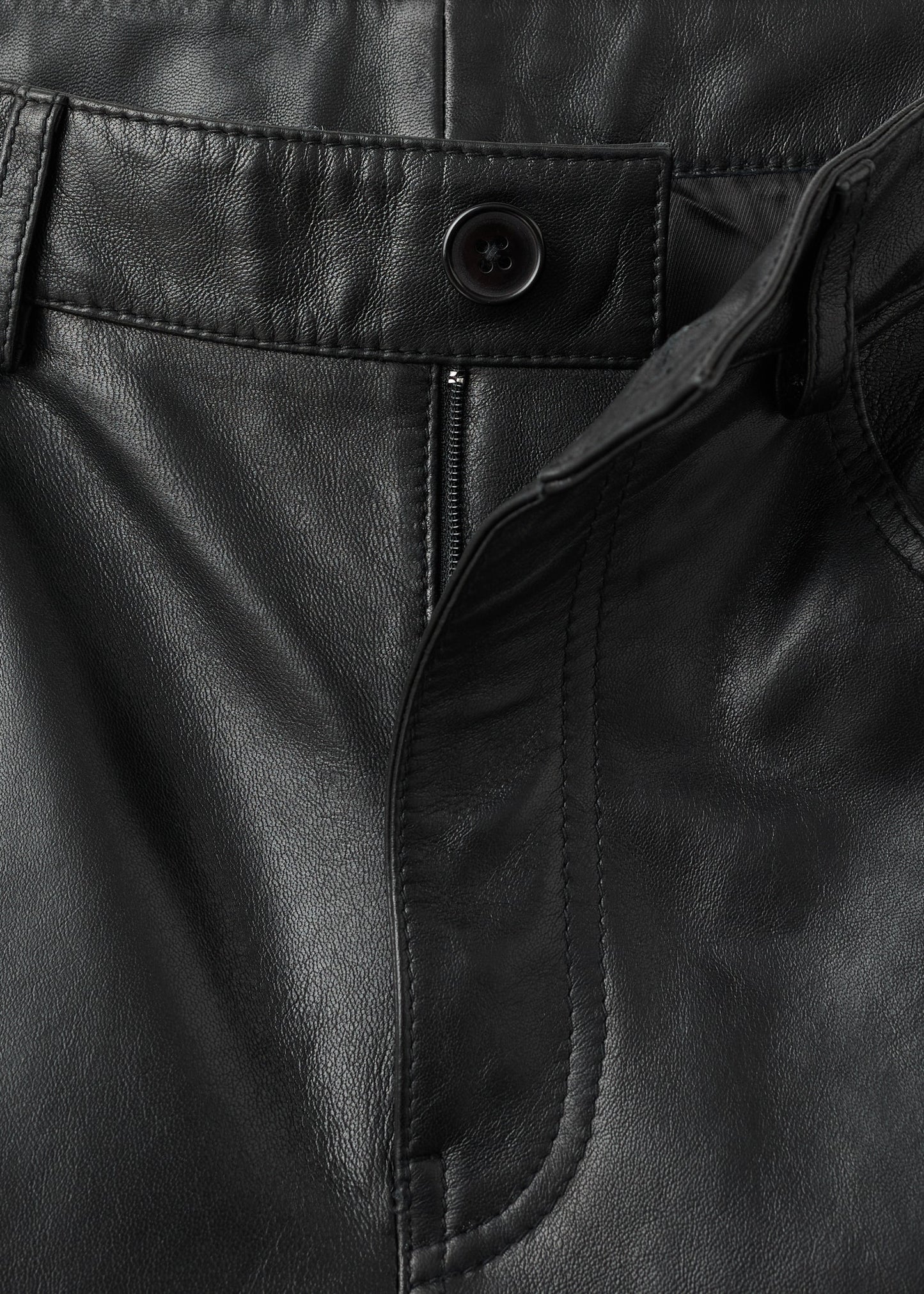 100% leather straight-leg trousers