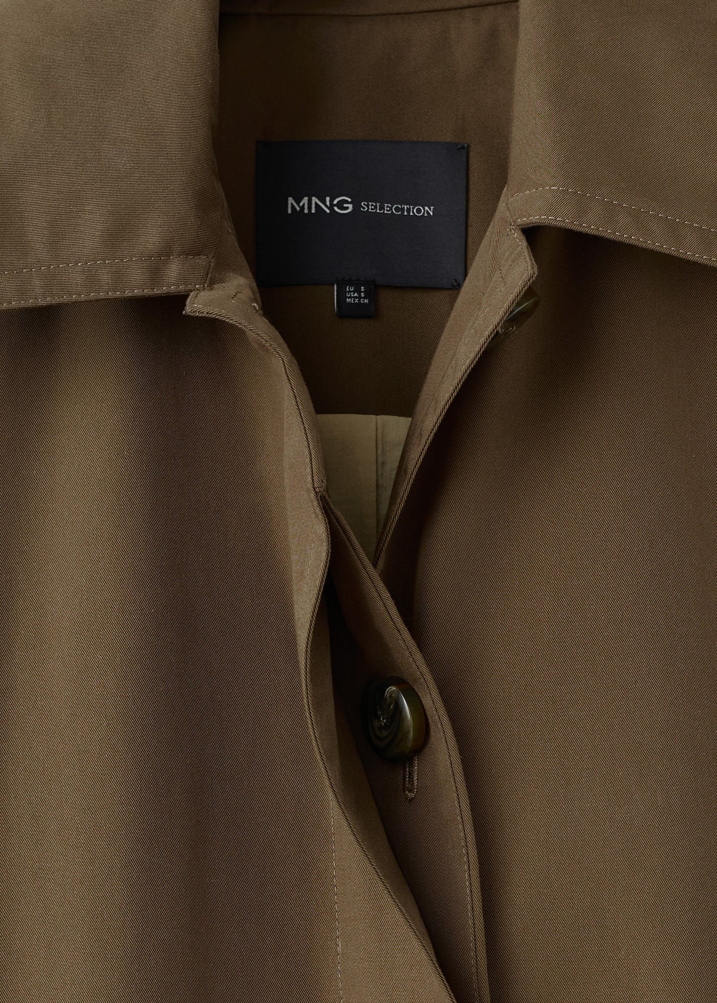 Long cotton trench coat with concealed buttons