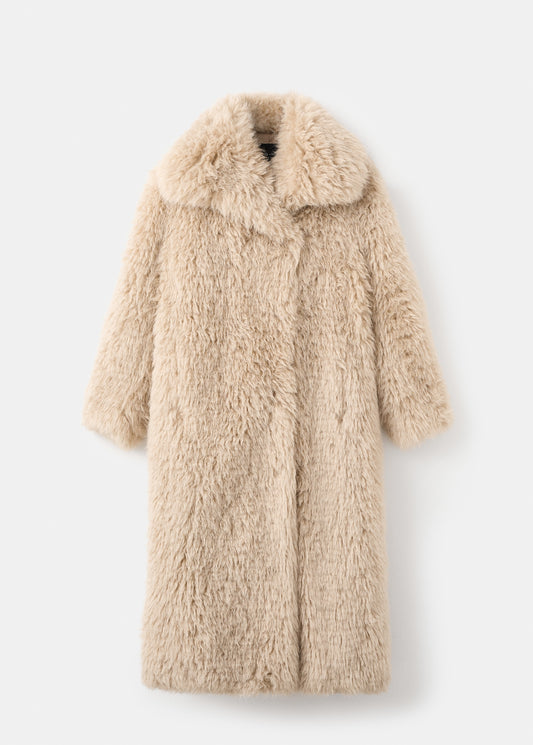 Long fur-effect coat