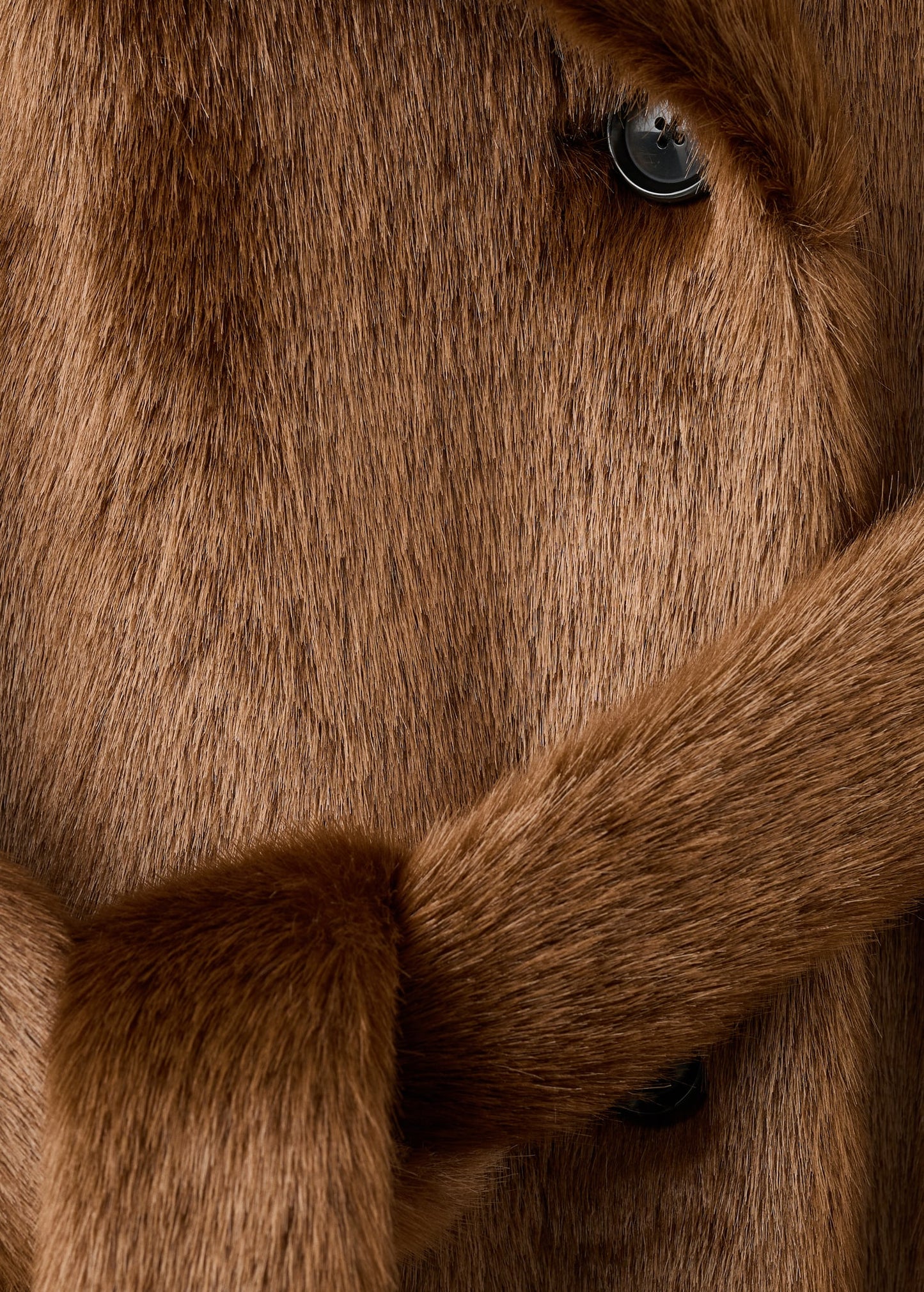 Fur-effect coat with belt