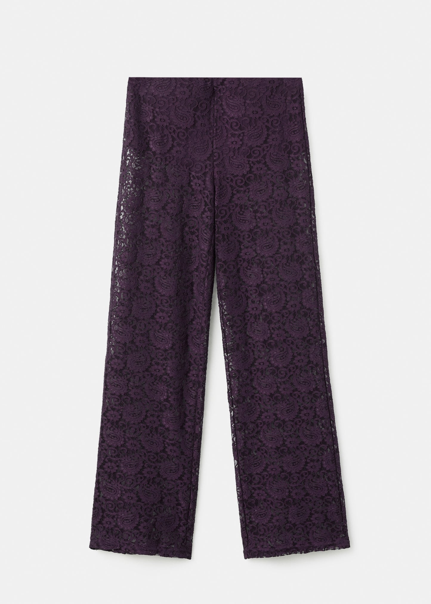 Straight-fit lace trousers