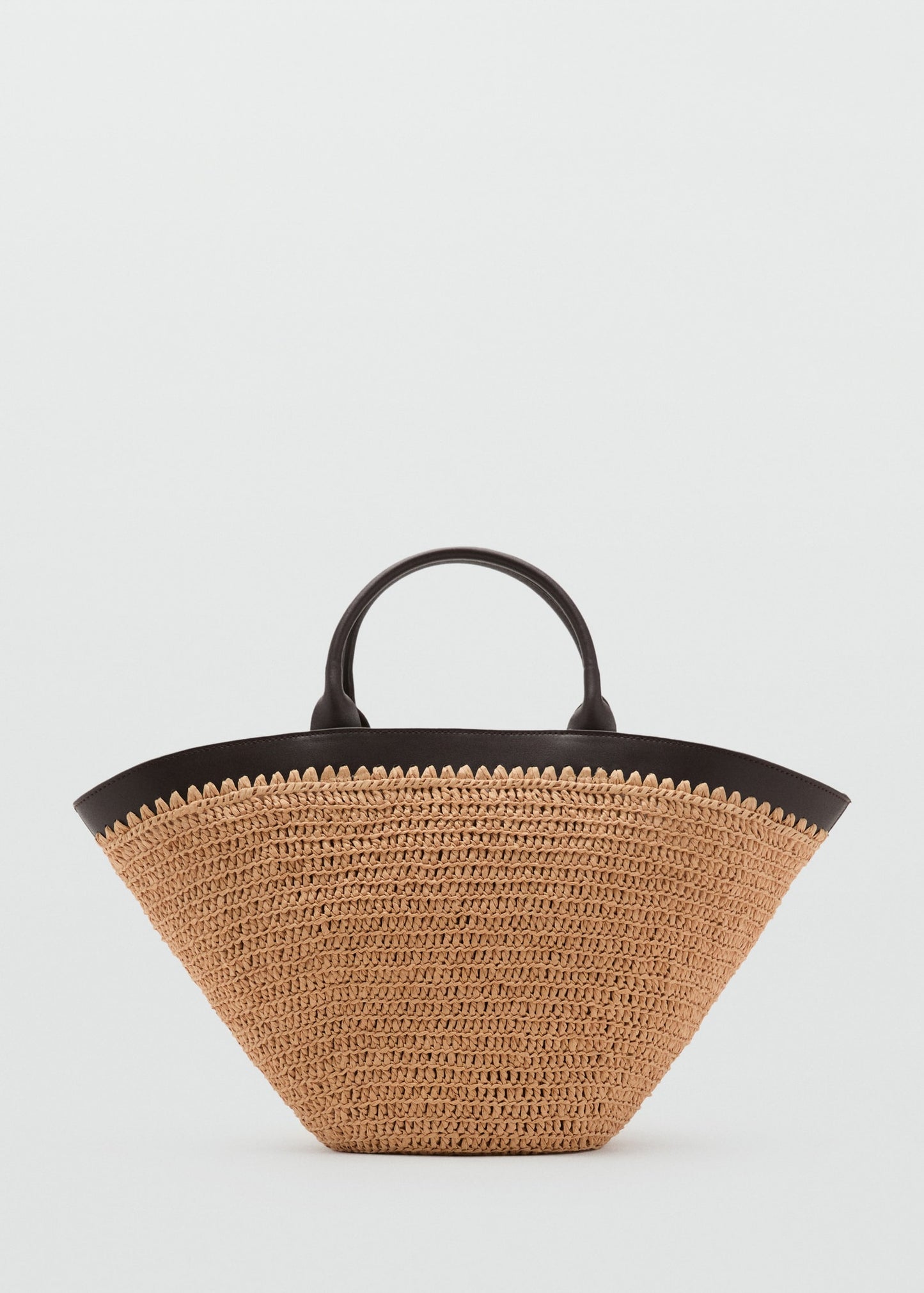 Large natural fibre bag with double handle