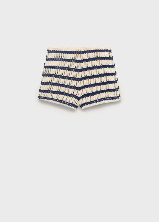 Striped crochet shorts