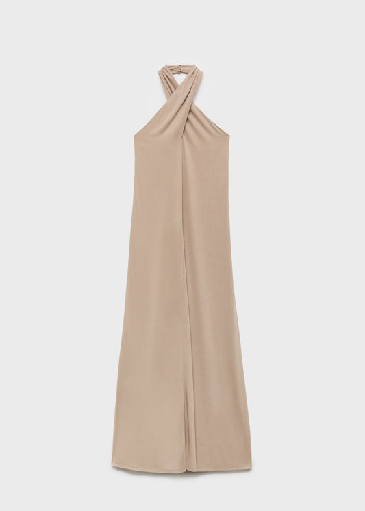 Long halter wrap dress