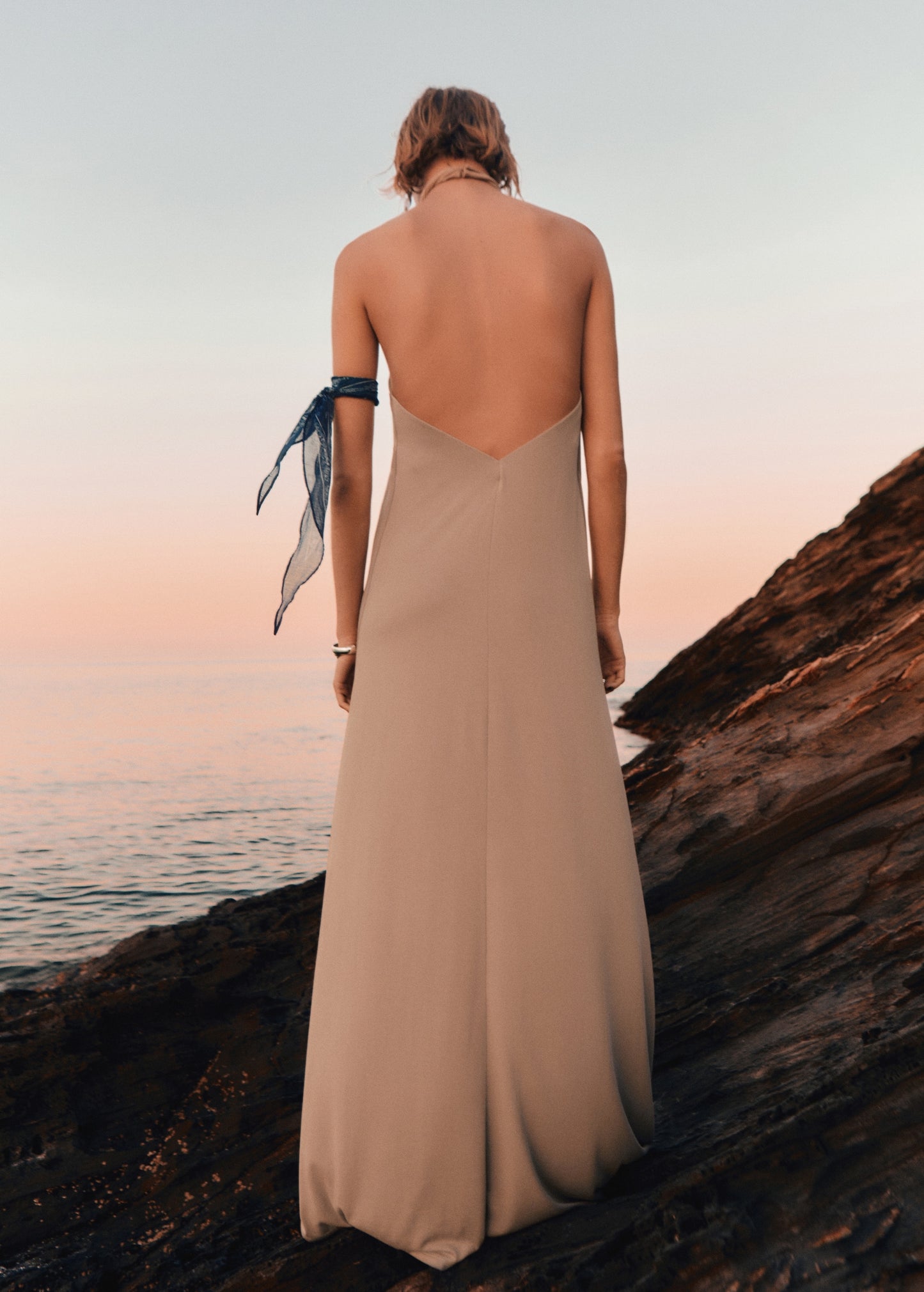 Long halter wrap dress