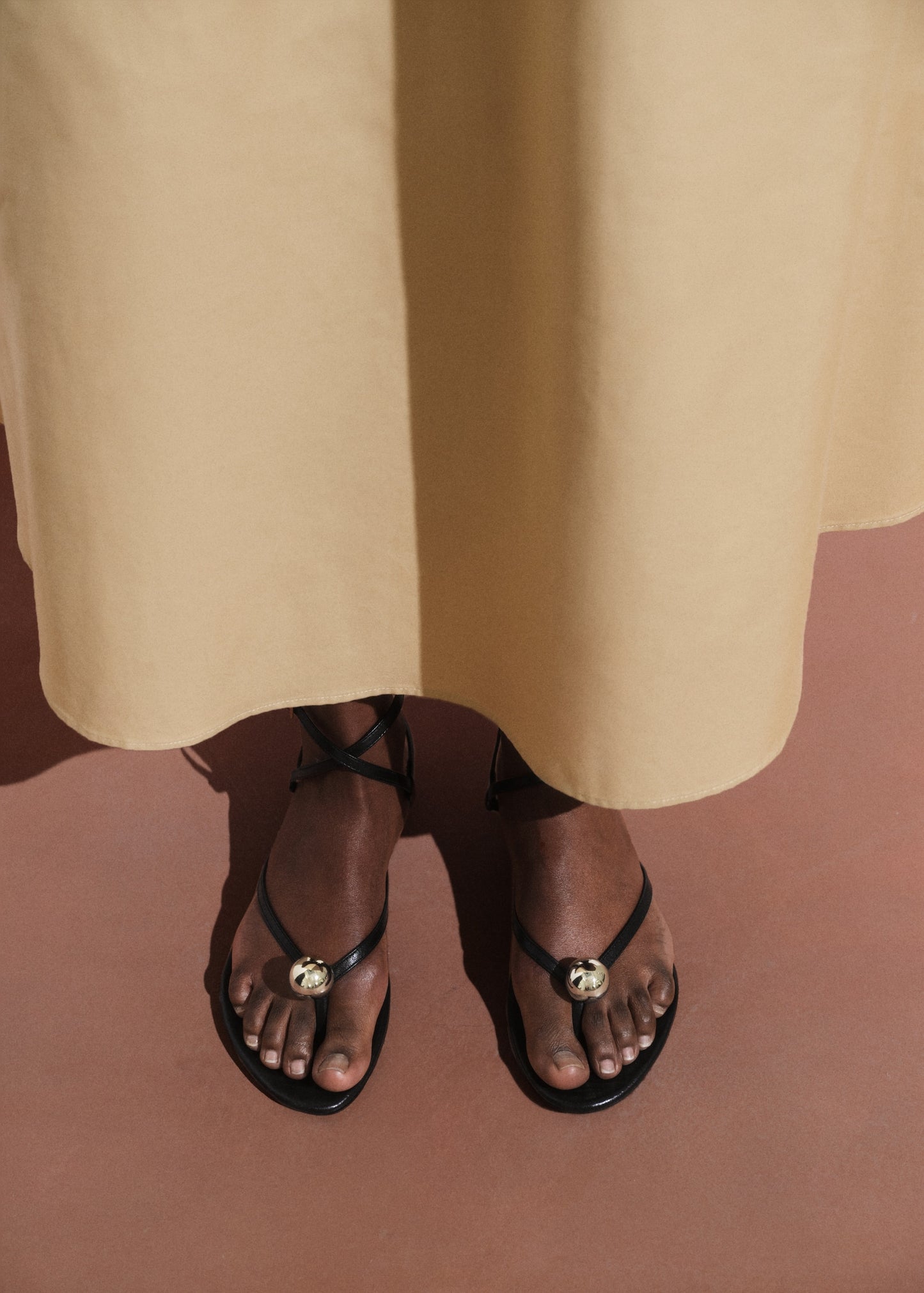 Leather strap sandals with metallic detail