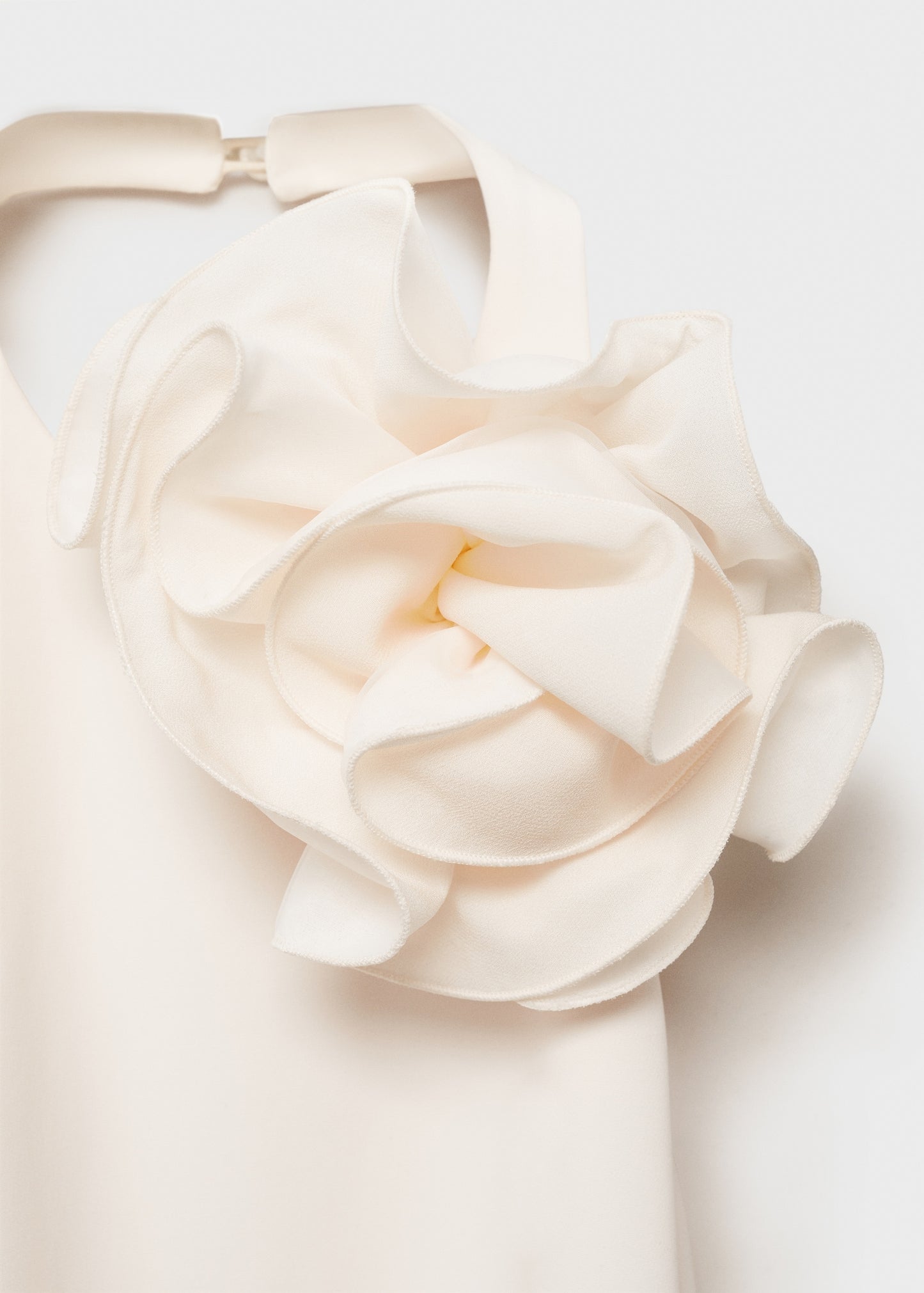 Draped halter-neck dress with flower motif