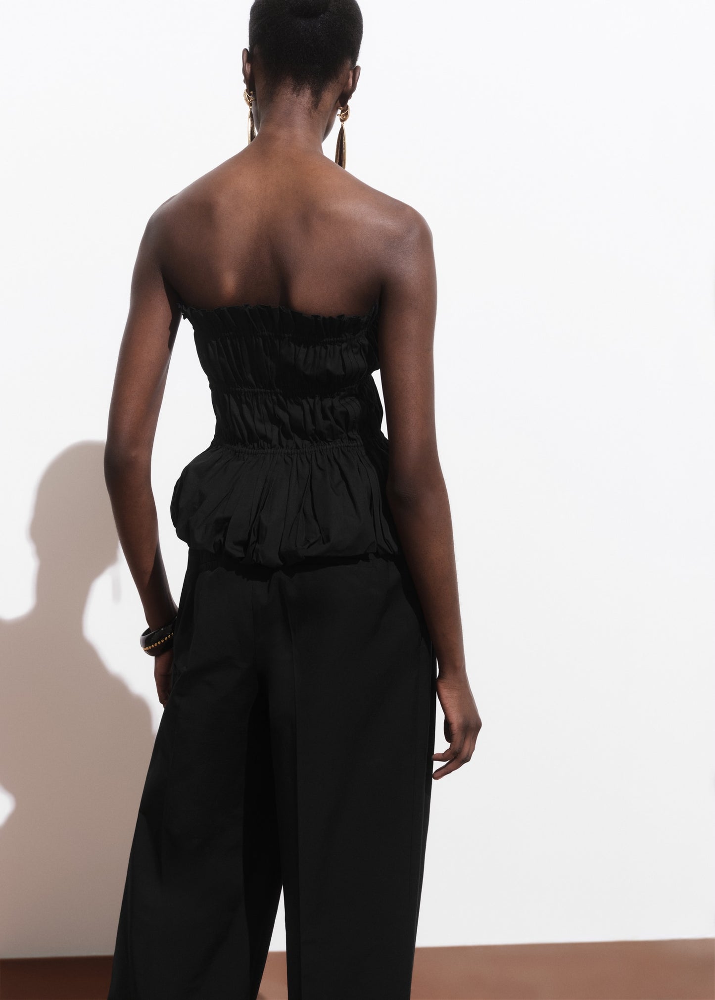 Ruched strapless top