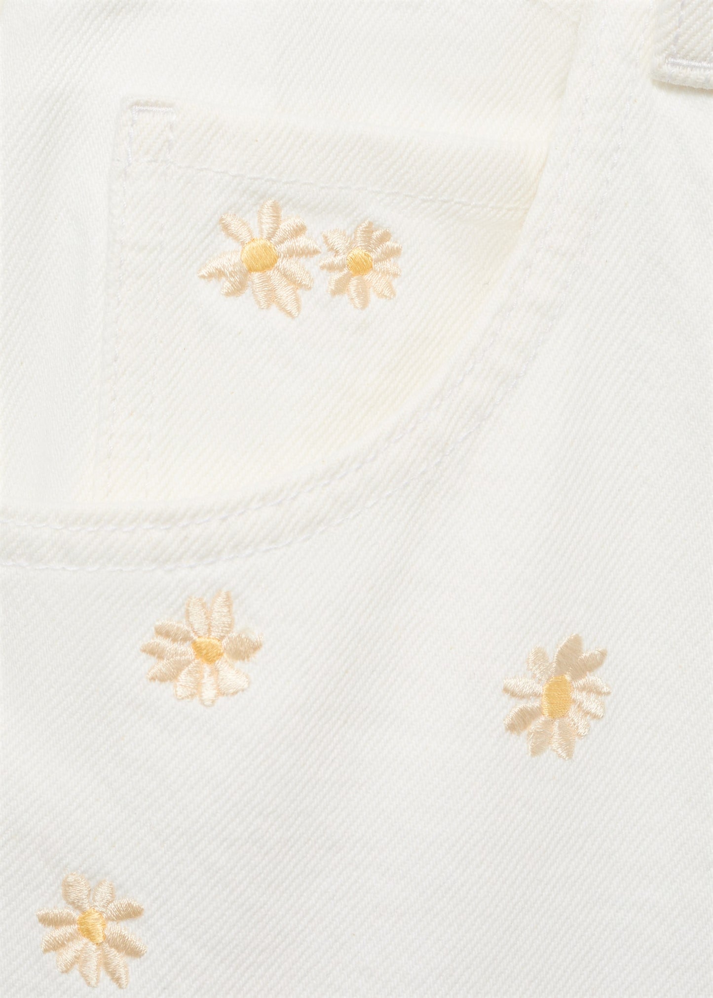 Flower-embroidered wide-leg jeans